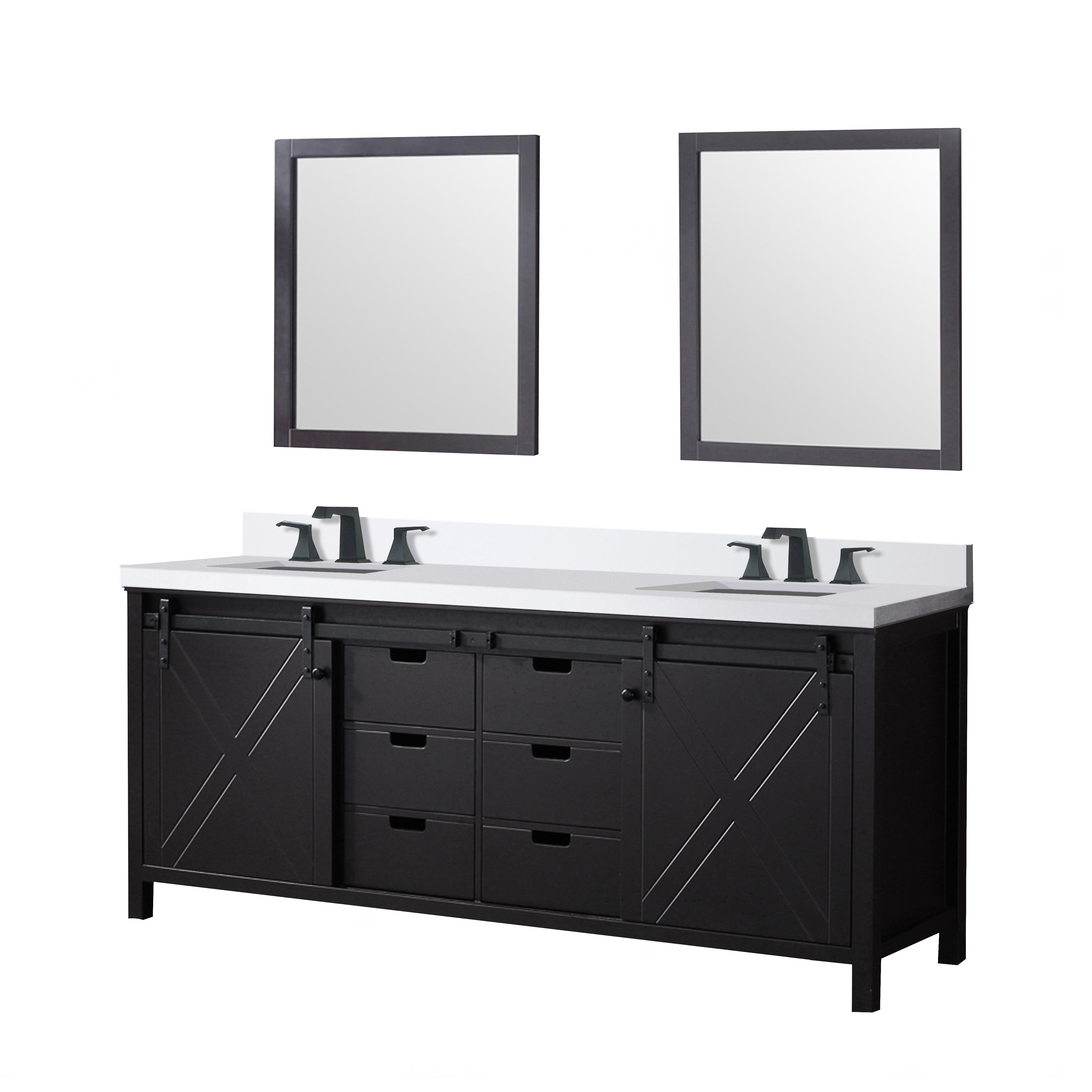 Marsyas 80 in W x 22 in D Brown Double Bath Vanity