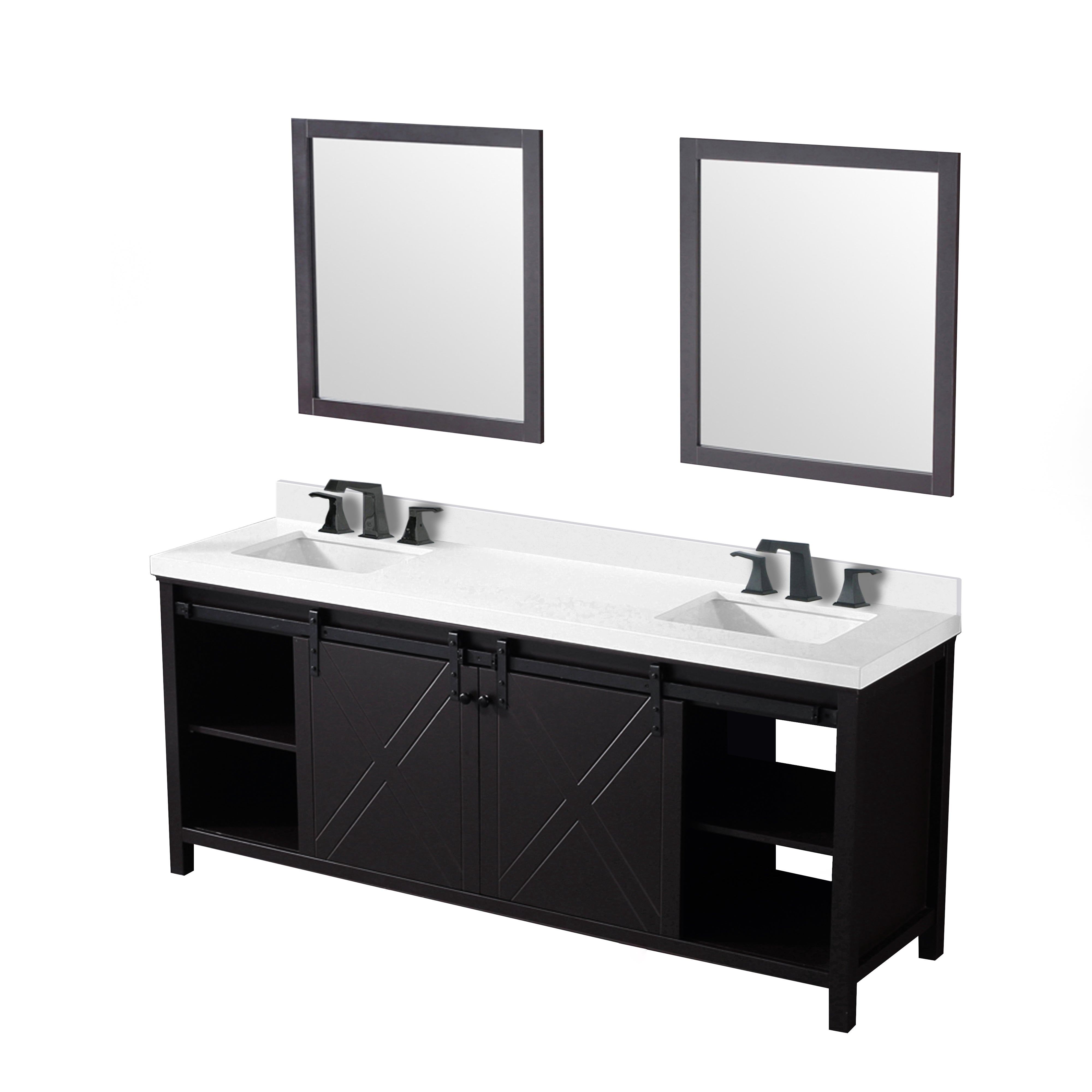 Marsyas 80 in W x 22 in D Brown Double Bath Vanity