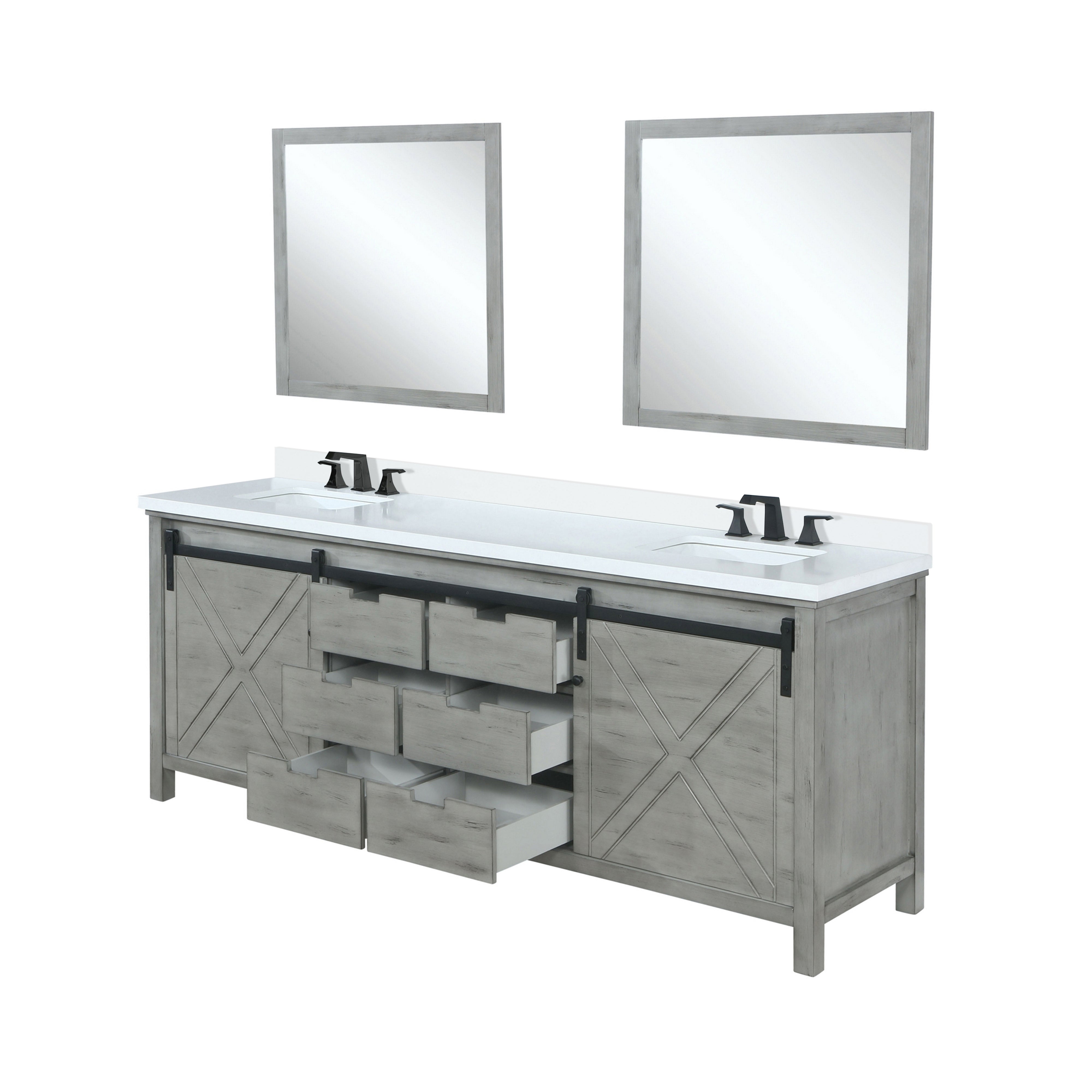 Marsyas 80 in W x 22 in D Ash Grey Double Bath Vanity