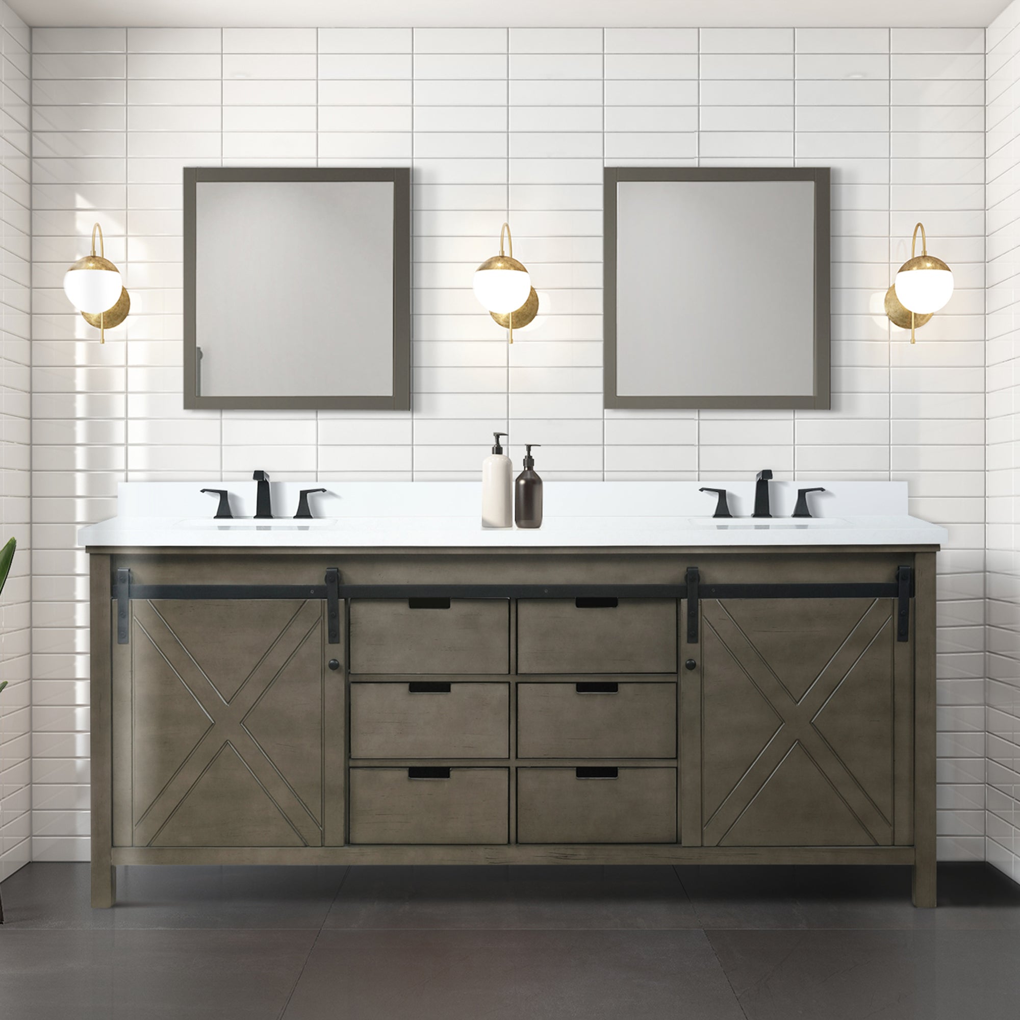 Marsyas 80 in W x 22 in D Rustic Brown Double Bath Vanity