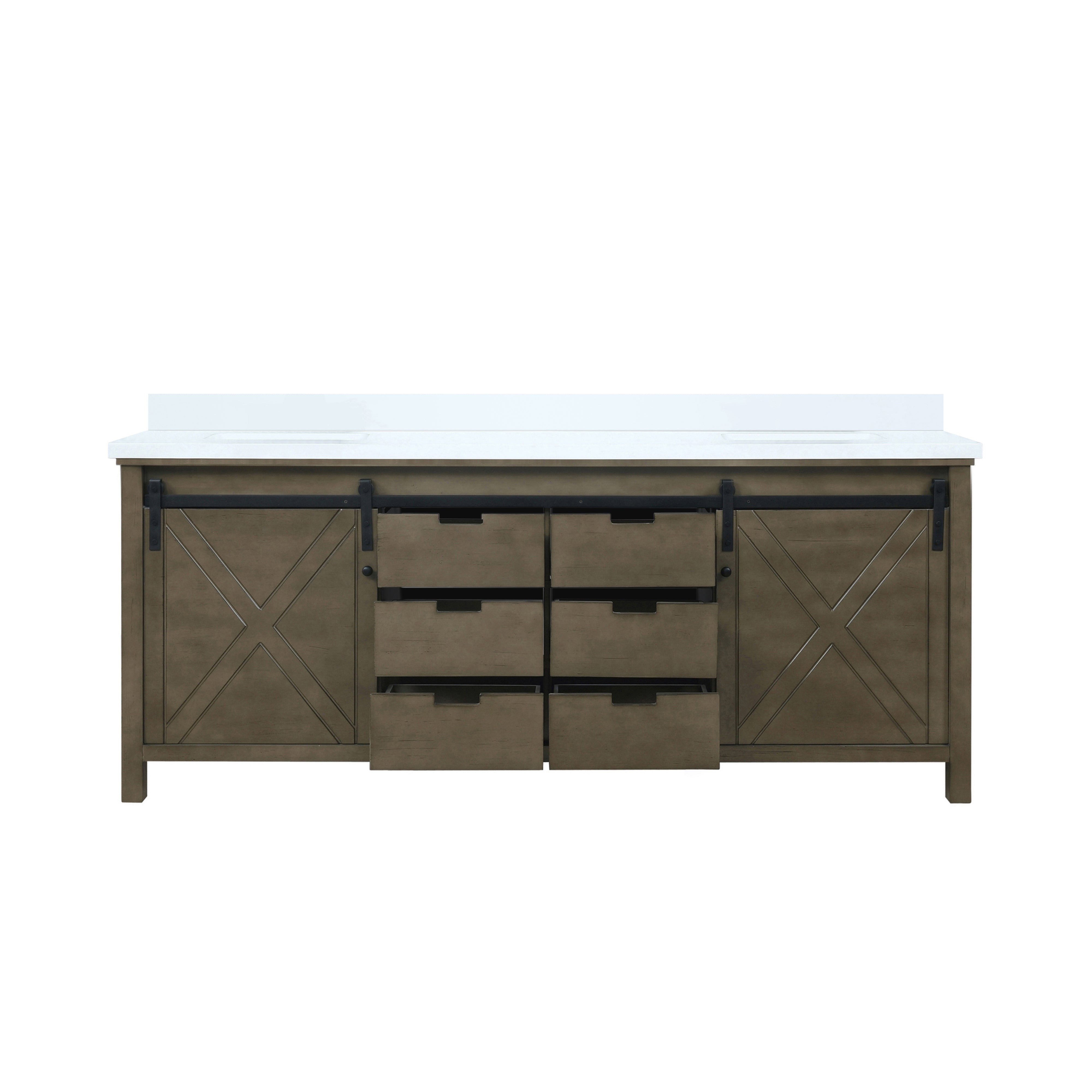 Marsyas 80 in W x 22 in D Rustic Brown Double Bath Vanity