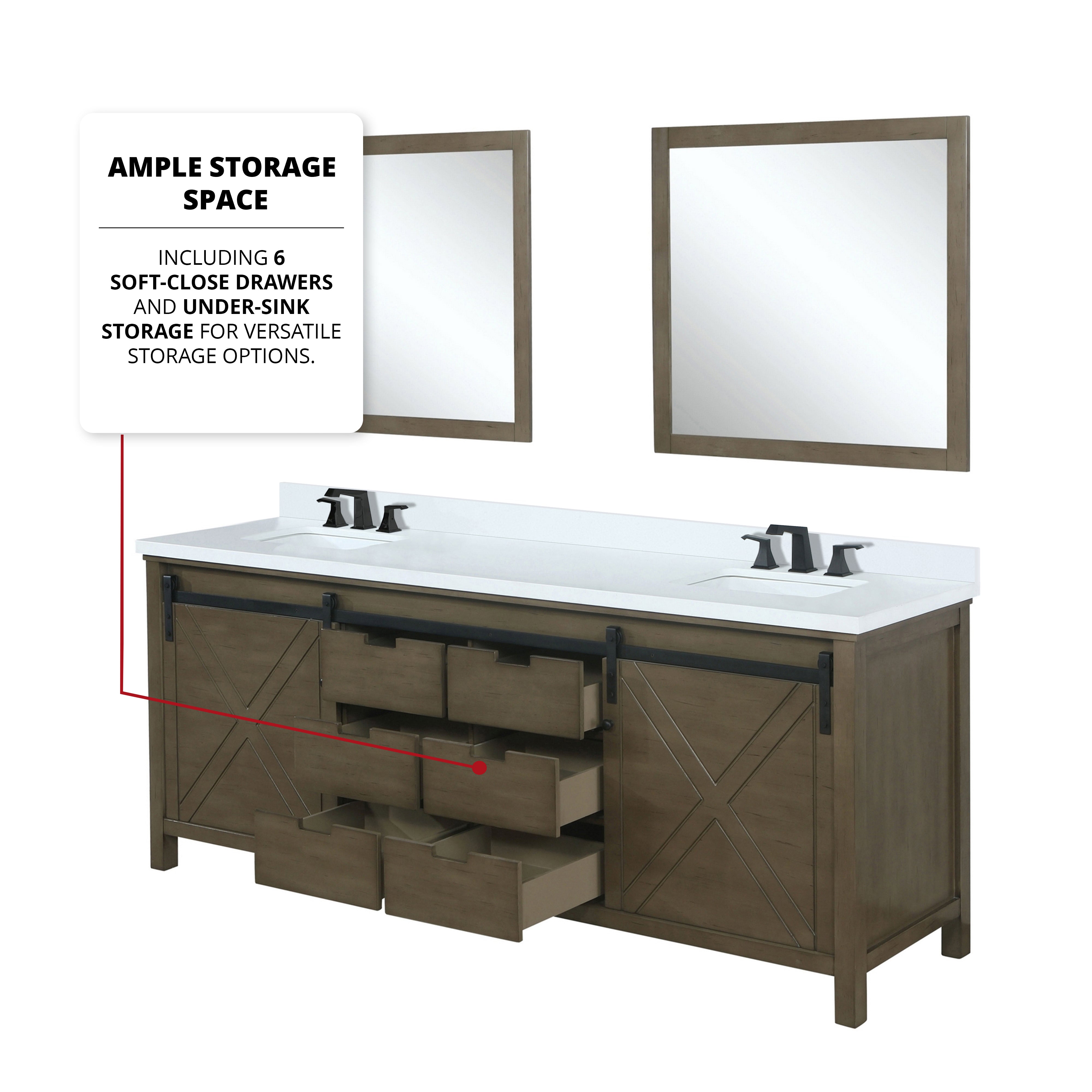 Marsyas 80 in W x 22 in D Rustic Brown Double Bath Vanity