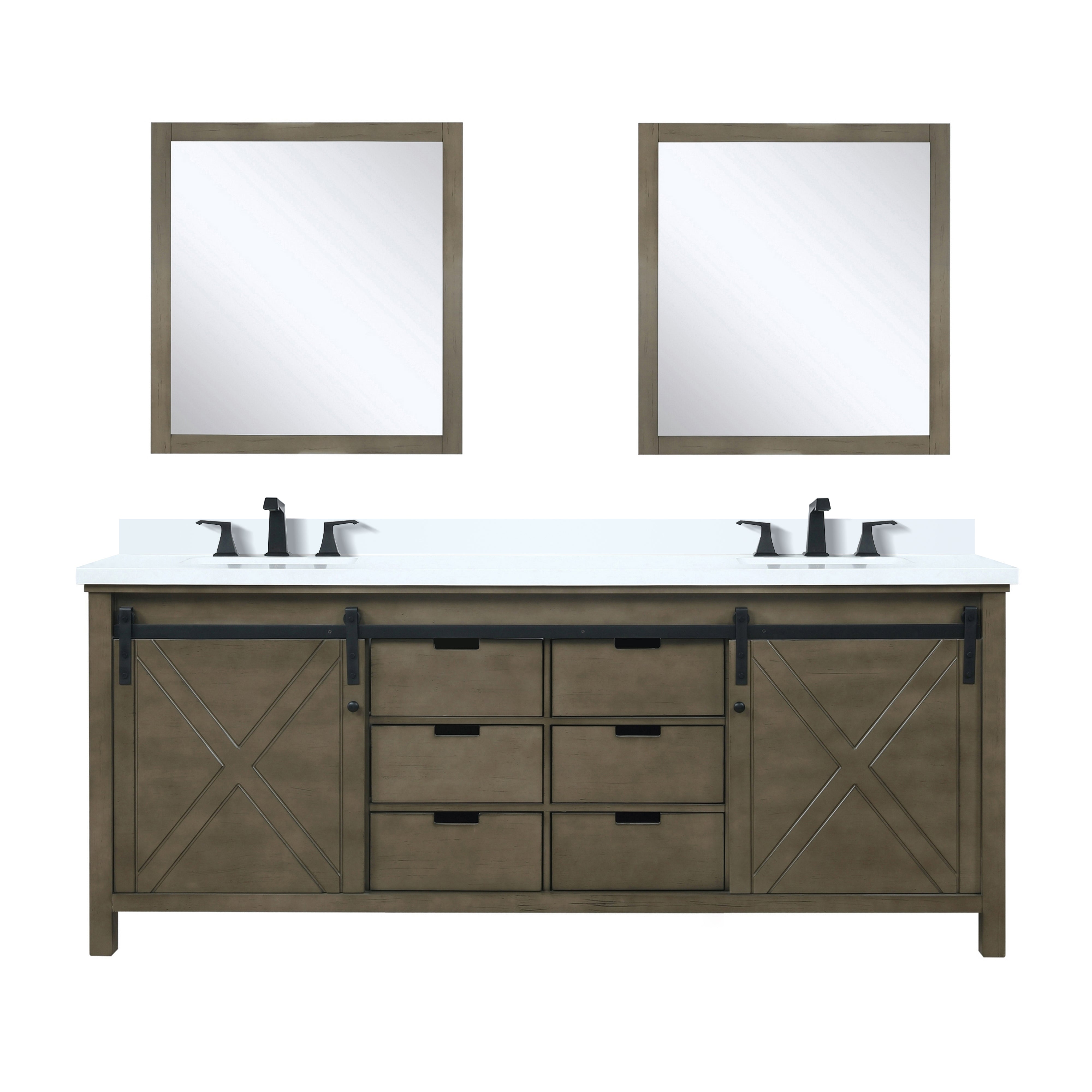 Marsyas 80 in W x 22 in D Rustic Brown Double Bath Vanity