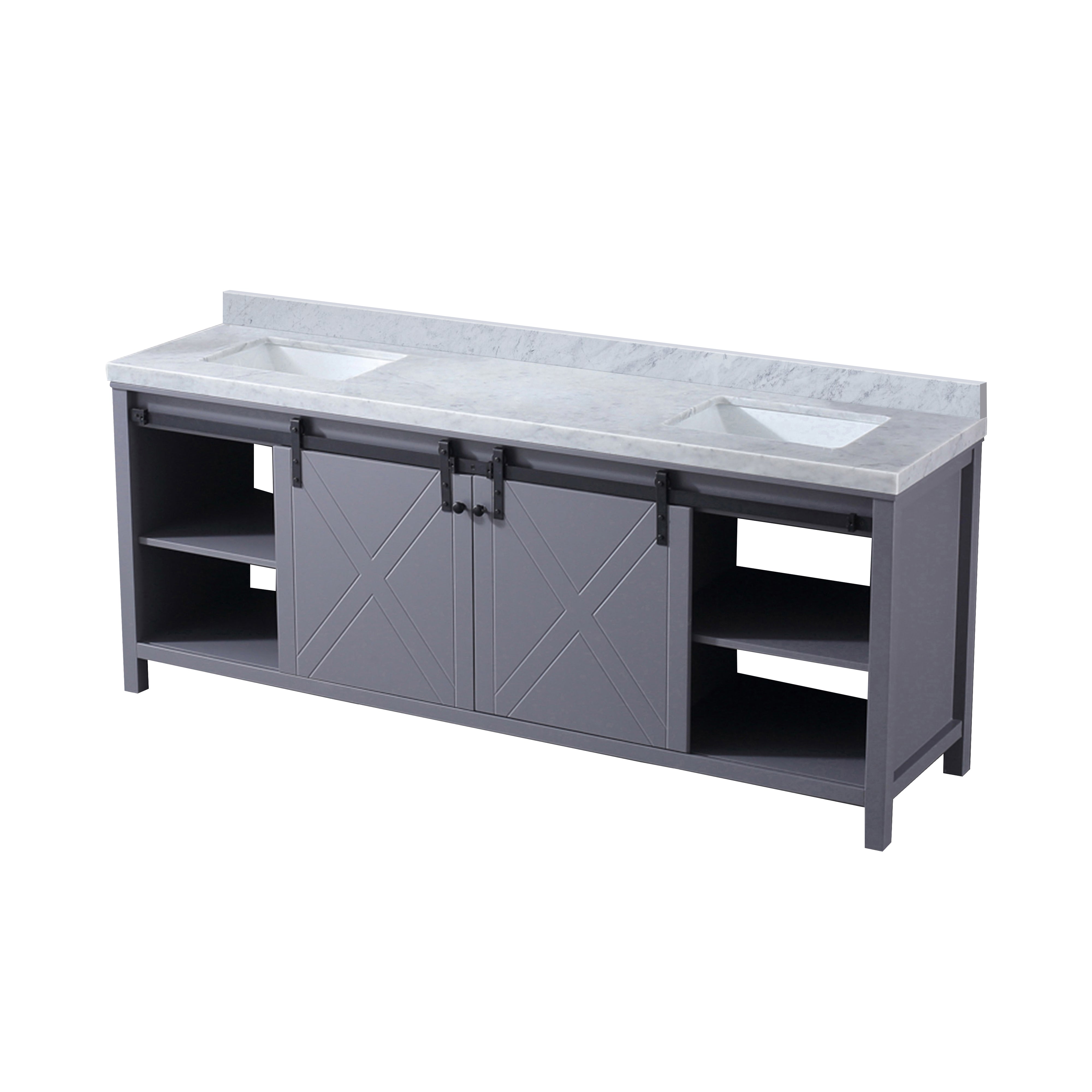 Marsyas 84 in W x 22 in D Dark Grey Double Bath Vanity