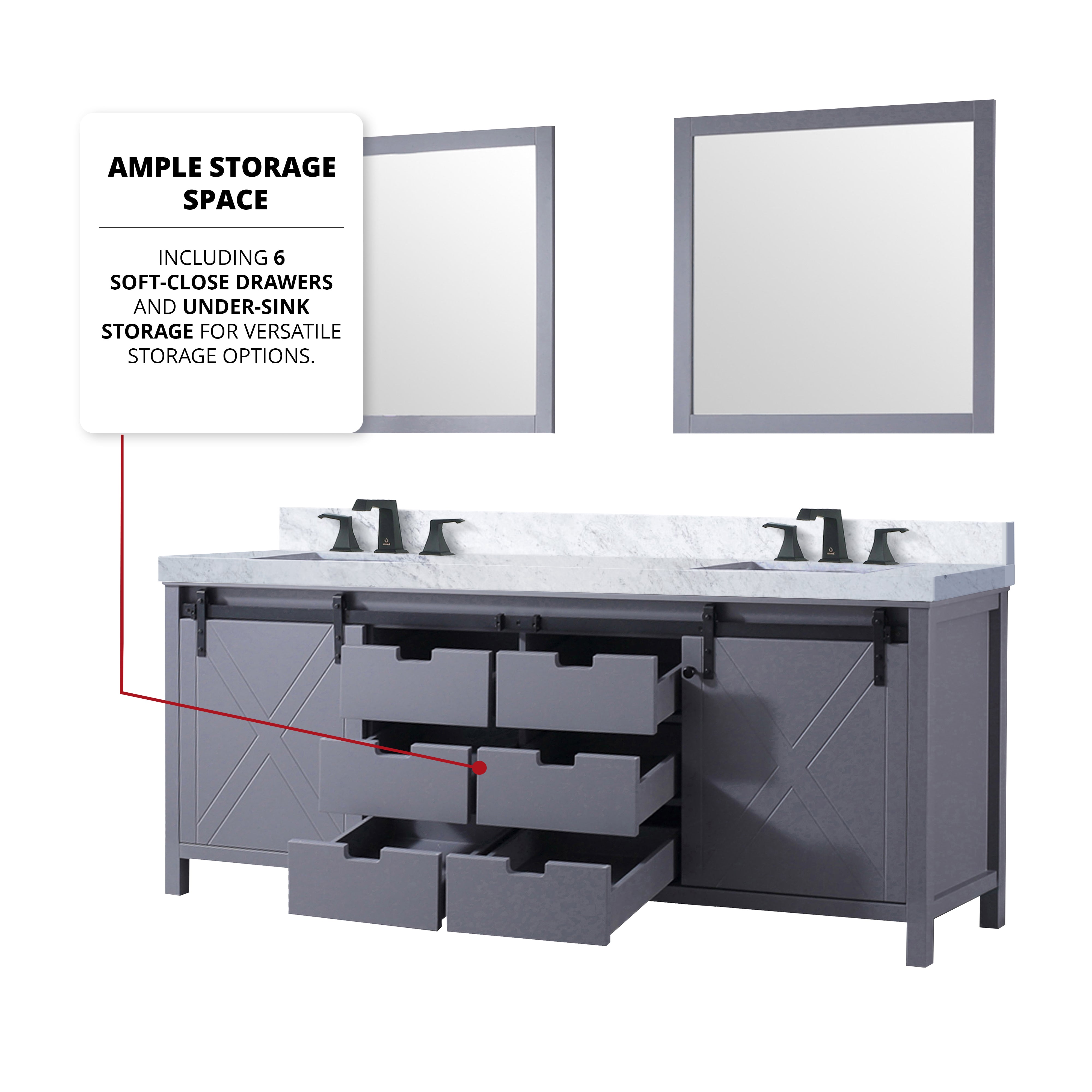 Marsyas 84 in W x 22 in D Dark Grey Double Bath Vanity