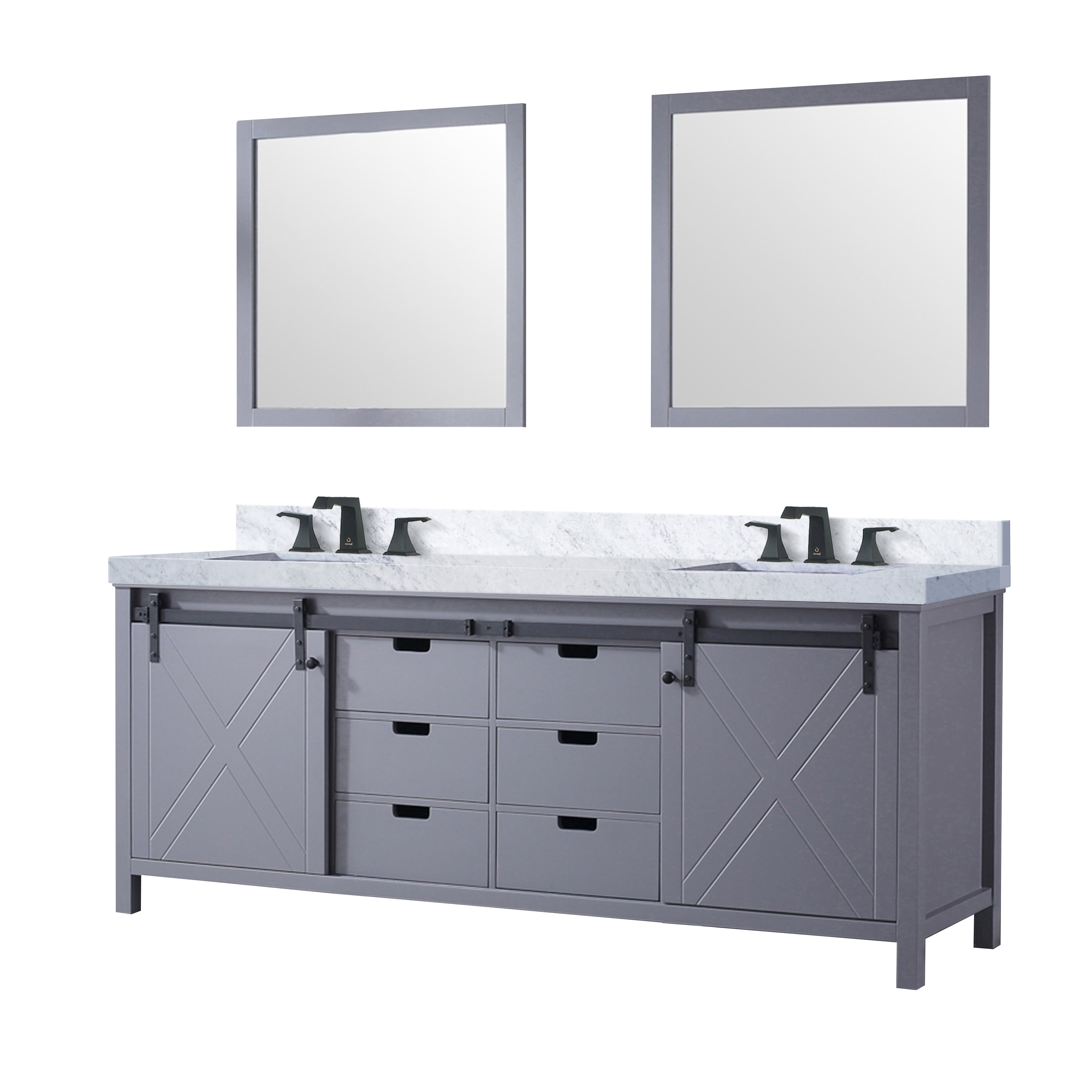 Marsyas 84 in W x 22 in D Dark Grey Double Bath Vanity
