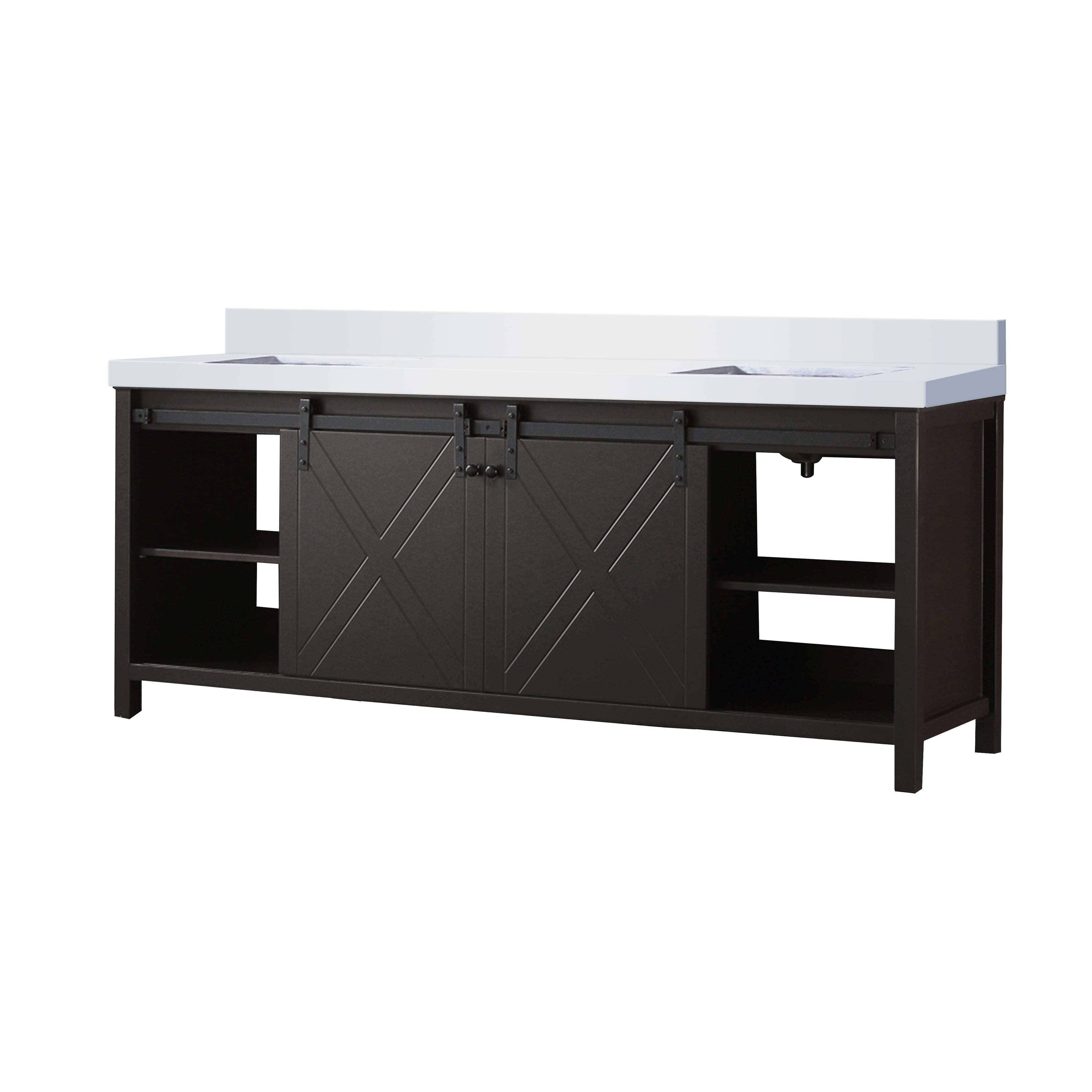 Marsyas 84 in W x 22 in D Brown Double Bath Vanity