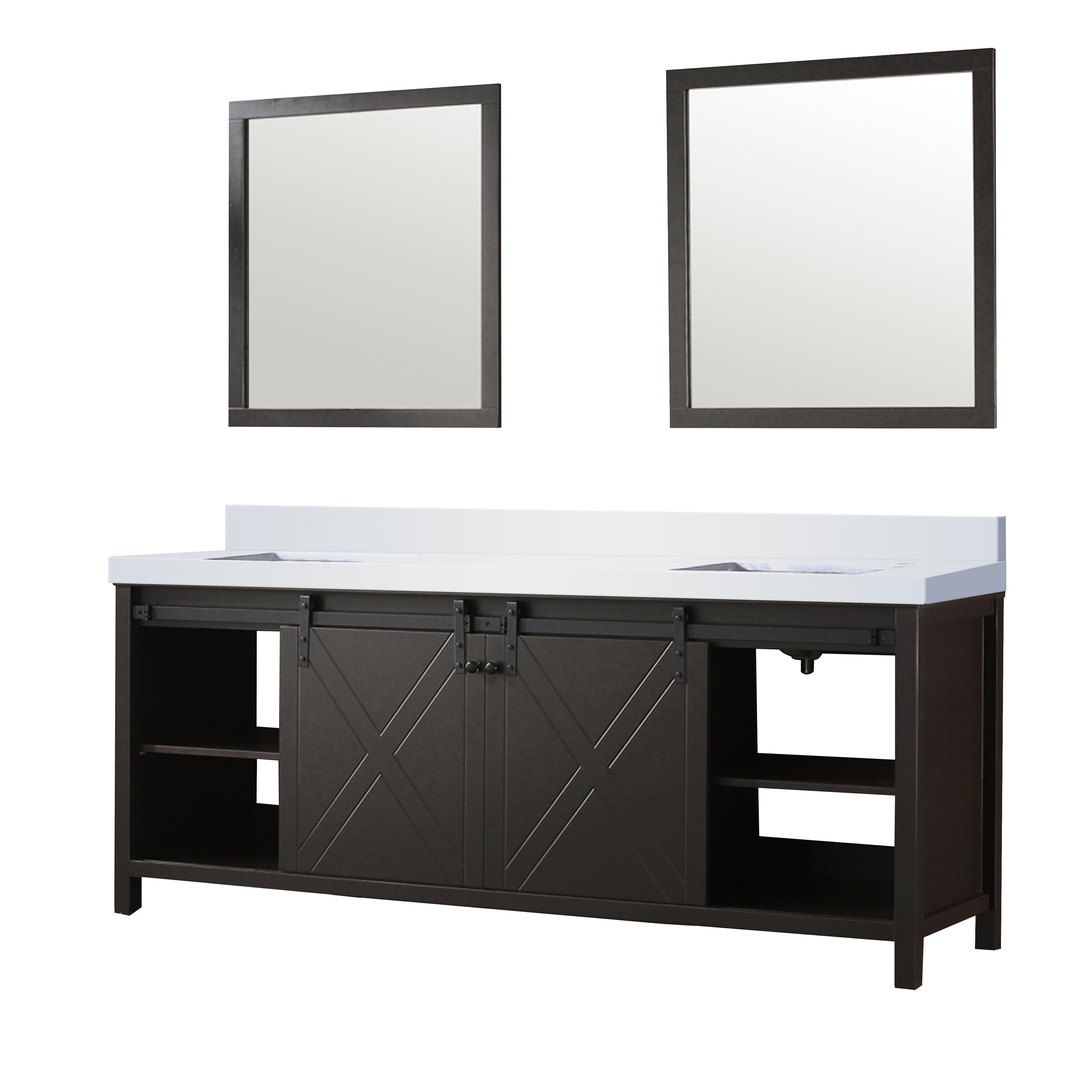 Marsyas 84 in W x 22 in D Brown Double Bath Vanity