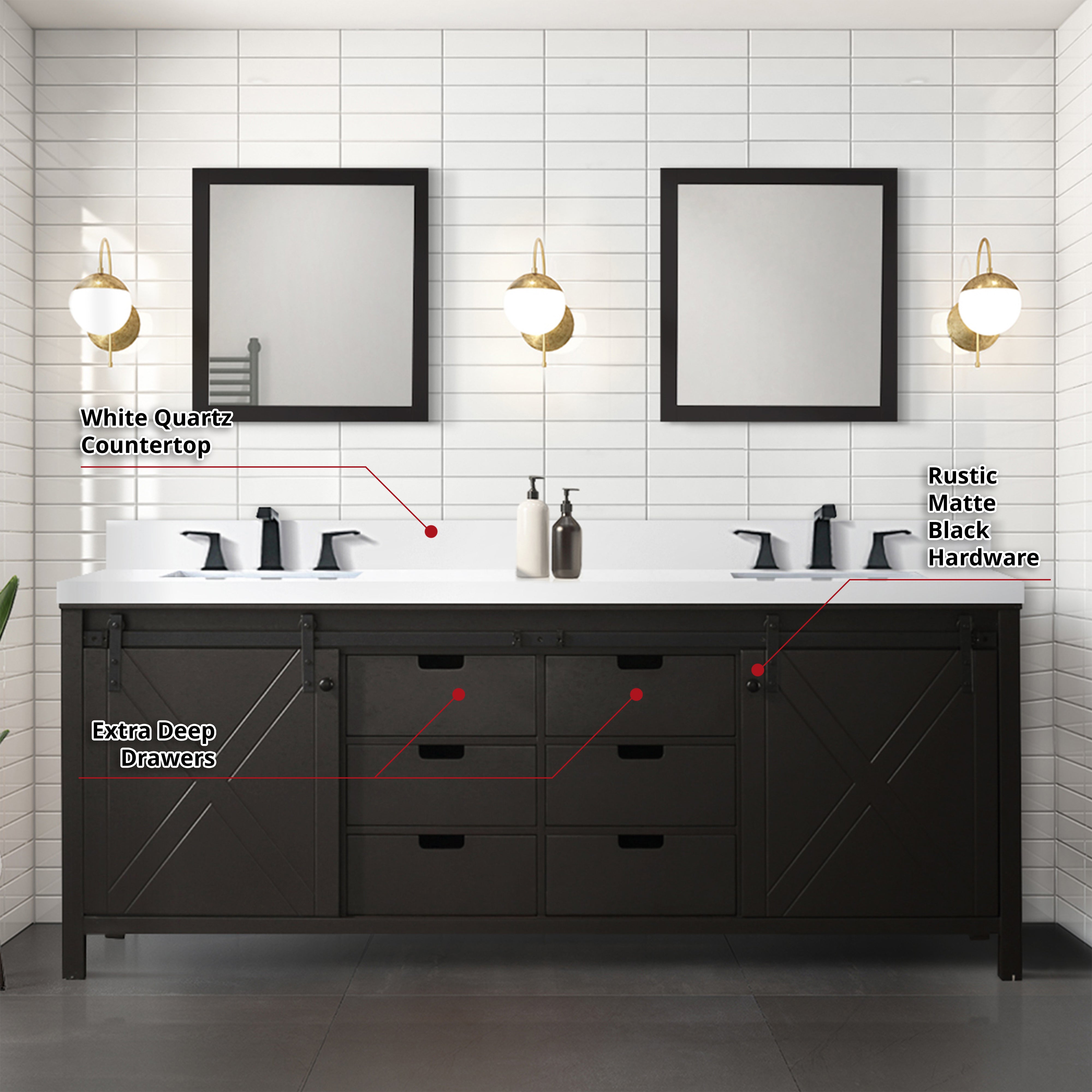 Marsyas 84 in W x 22 in D Brown Double Bath Vanity