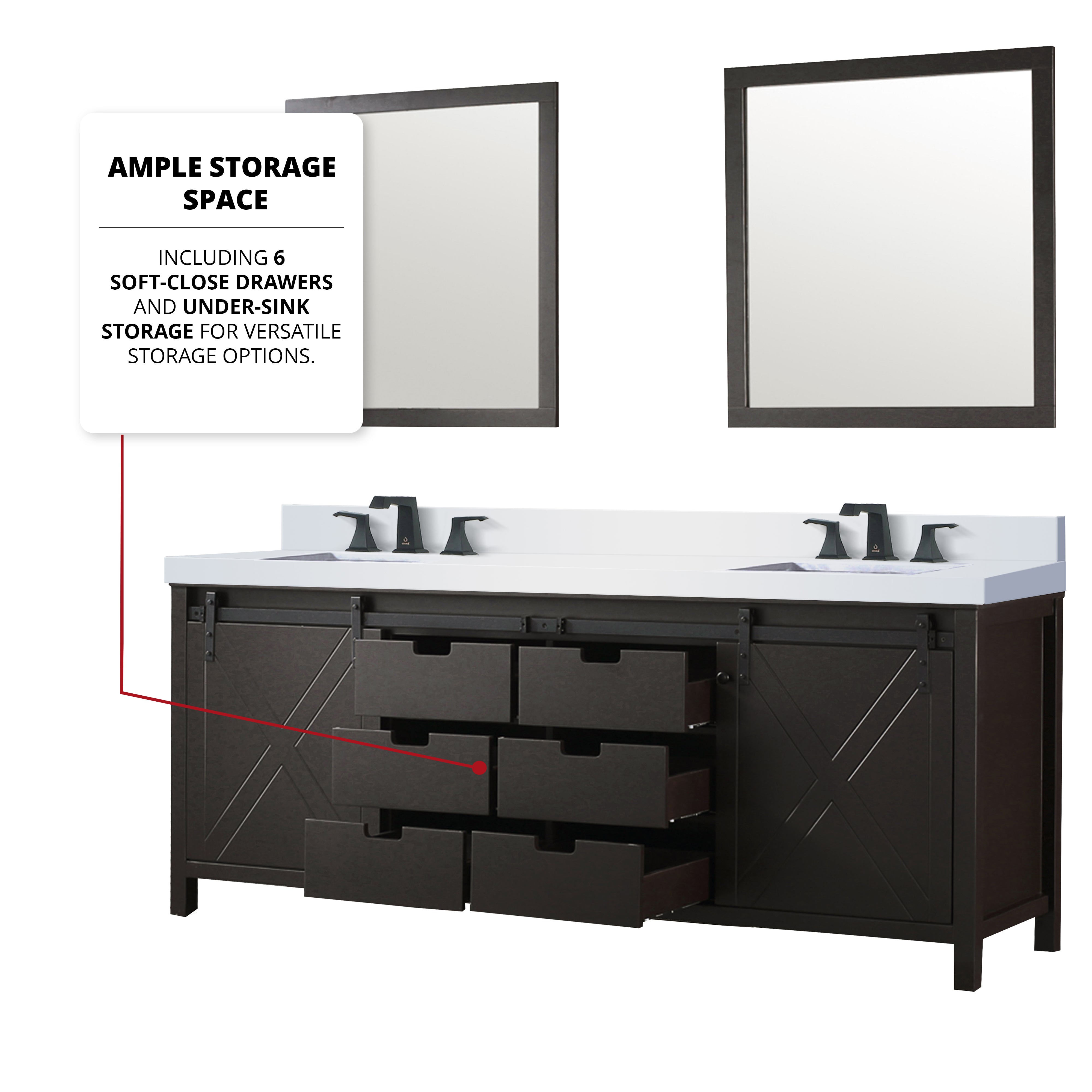 Marsyas 84 in W x 22 in D Brown Double Bath Vanity