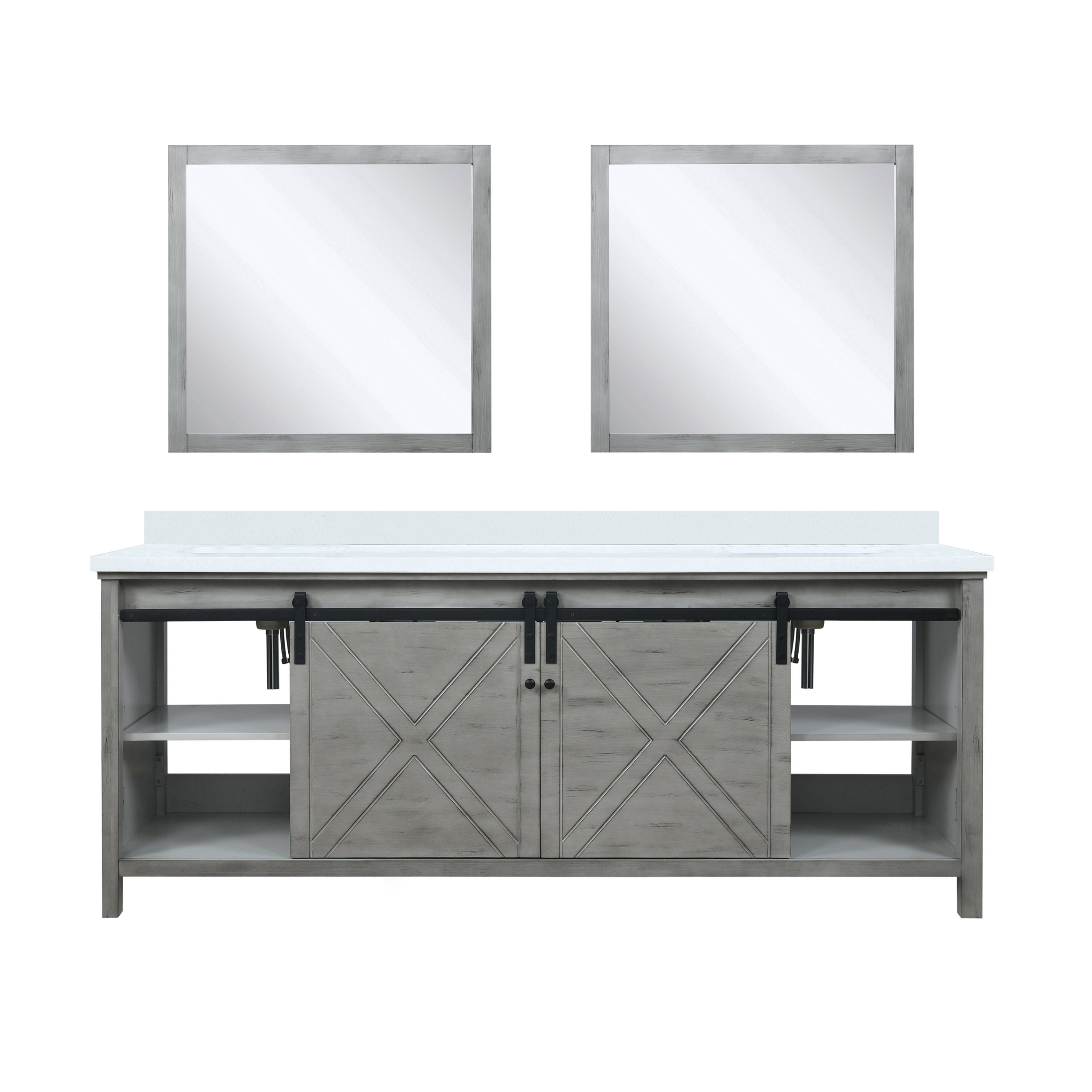 Marsyas 84 in W x 22 in D Ash Grey Double Bath Vanity