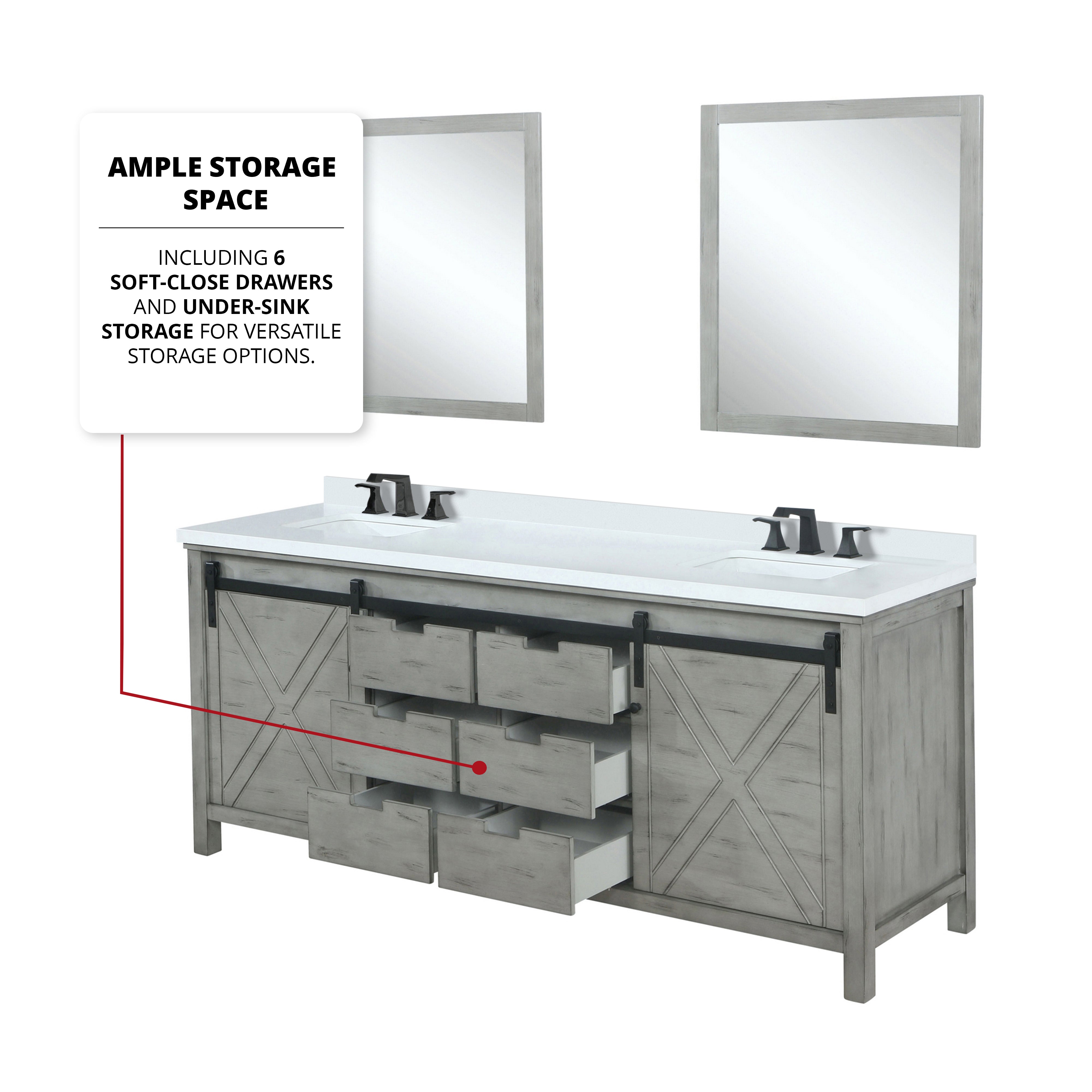 Marsyas 84 in W x 22 in D Ash Grey Double Bath Vanity