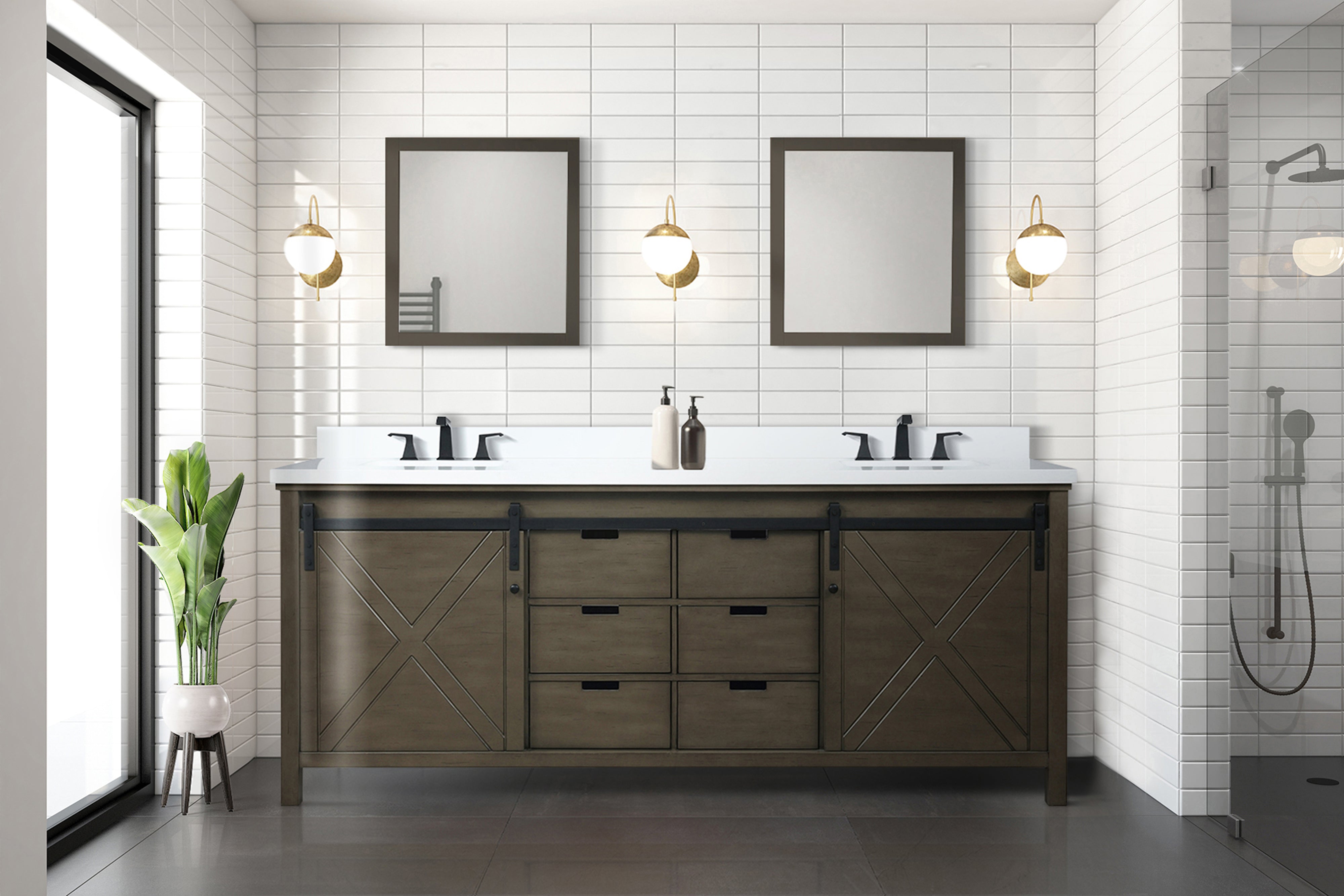 Marsyas 84 in W x 22 in D Rustic Brown Double Bath Vanity
