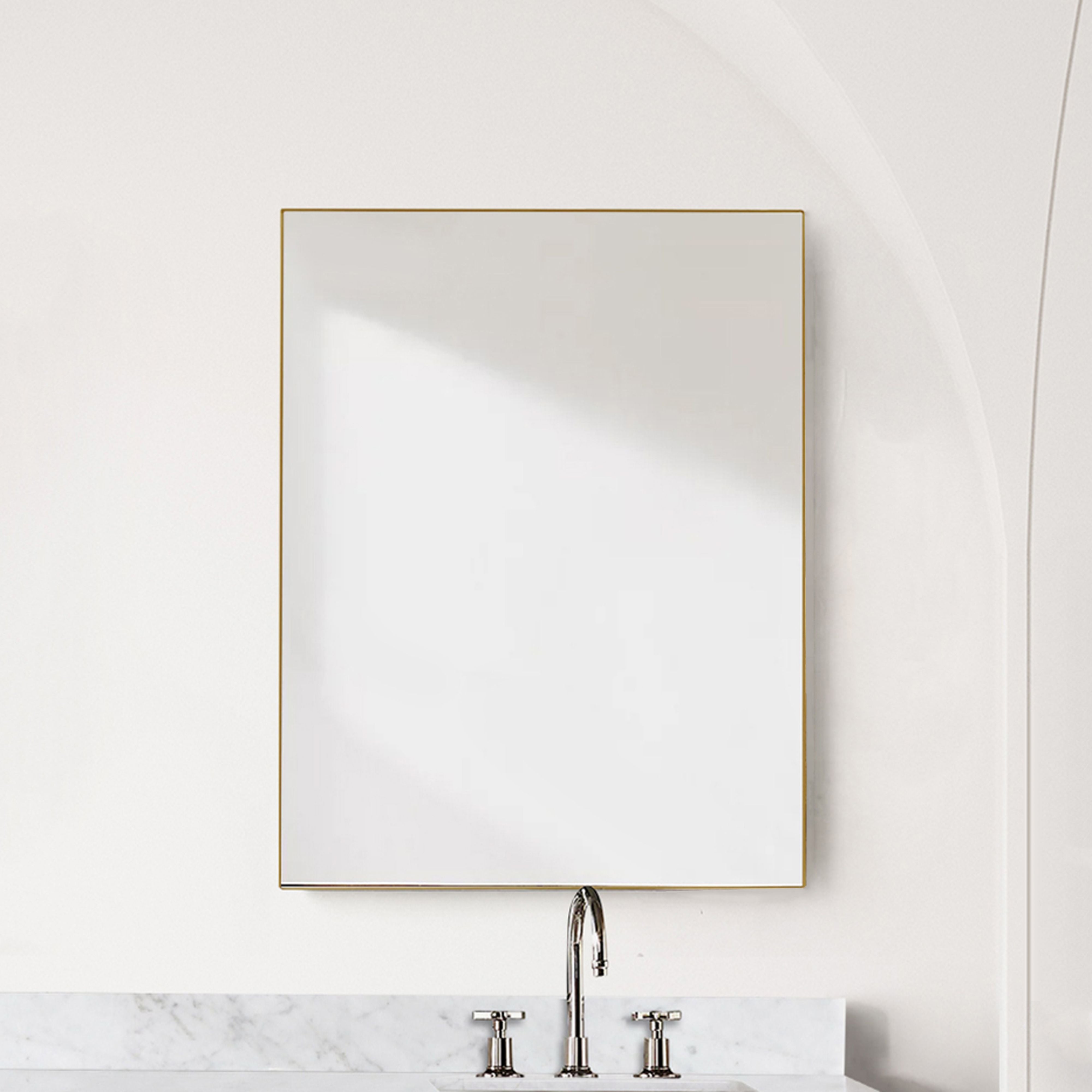 Abbey 28 in W x 36 in H Brushed Gold Mirror