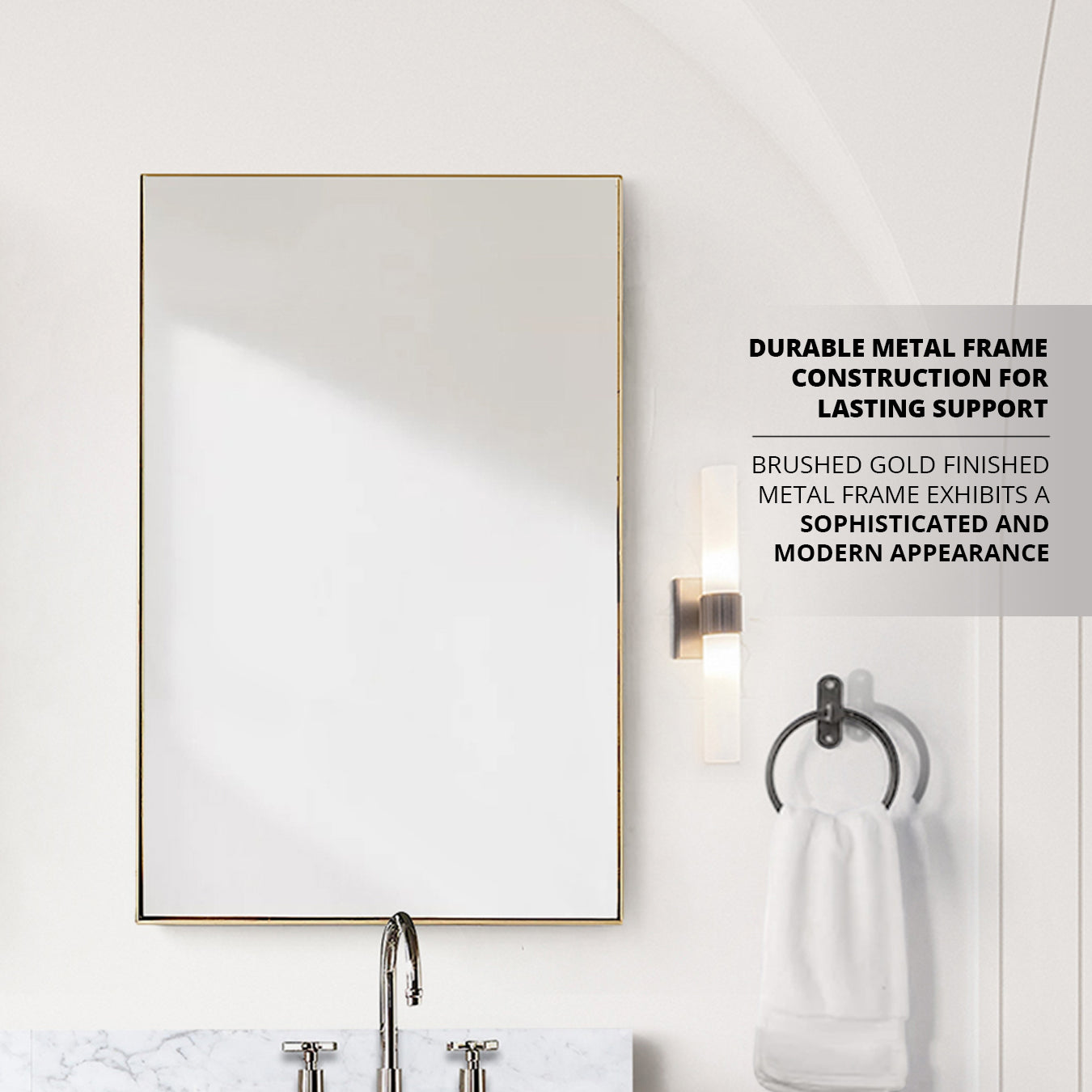 Abbey 28 in W x 36 in H Brushed Gold Mirror