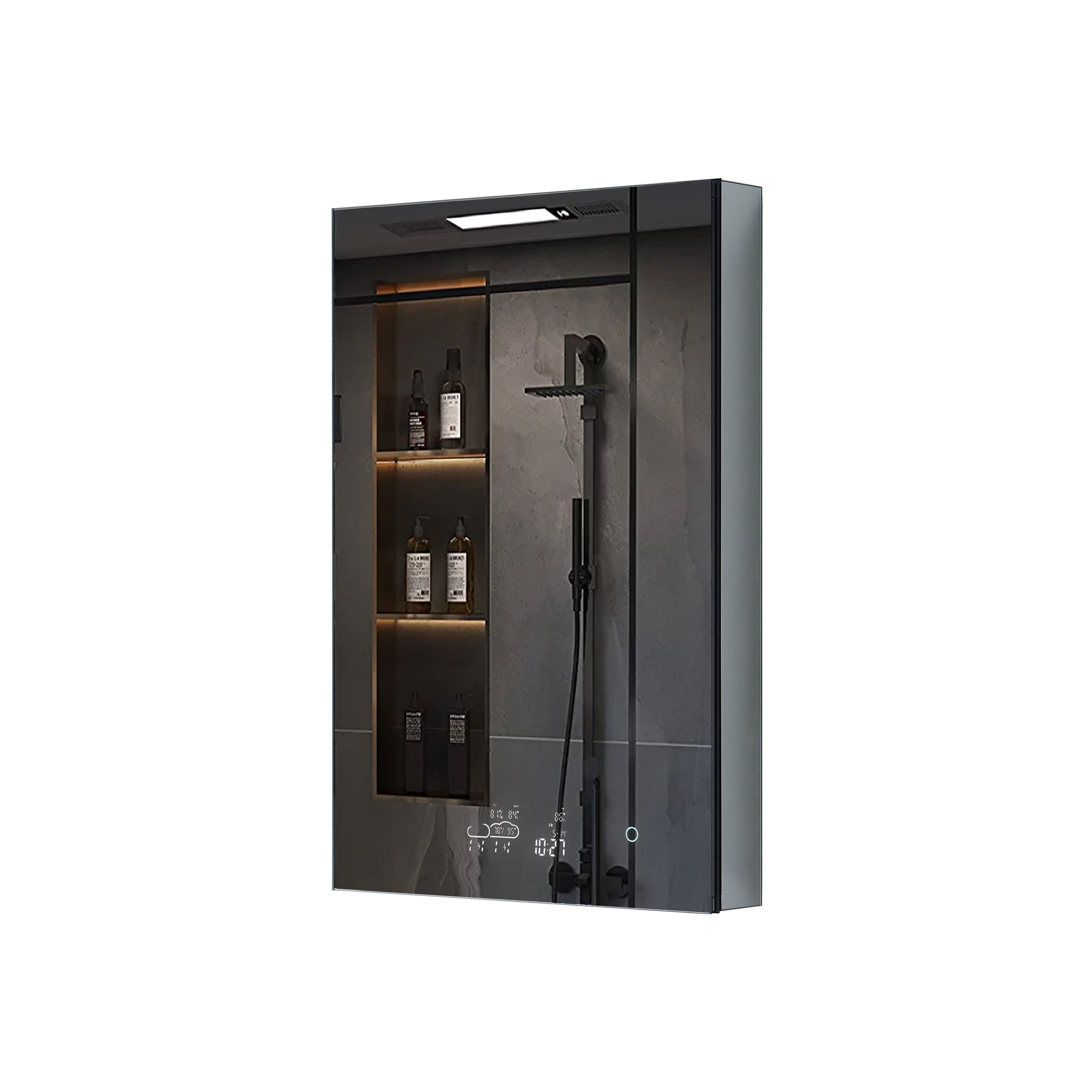 Savera 24 in. W x 32 in. H Recessed or Surface-Mount LED Mirror Medicine Cabinet with Defogger