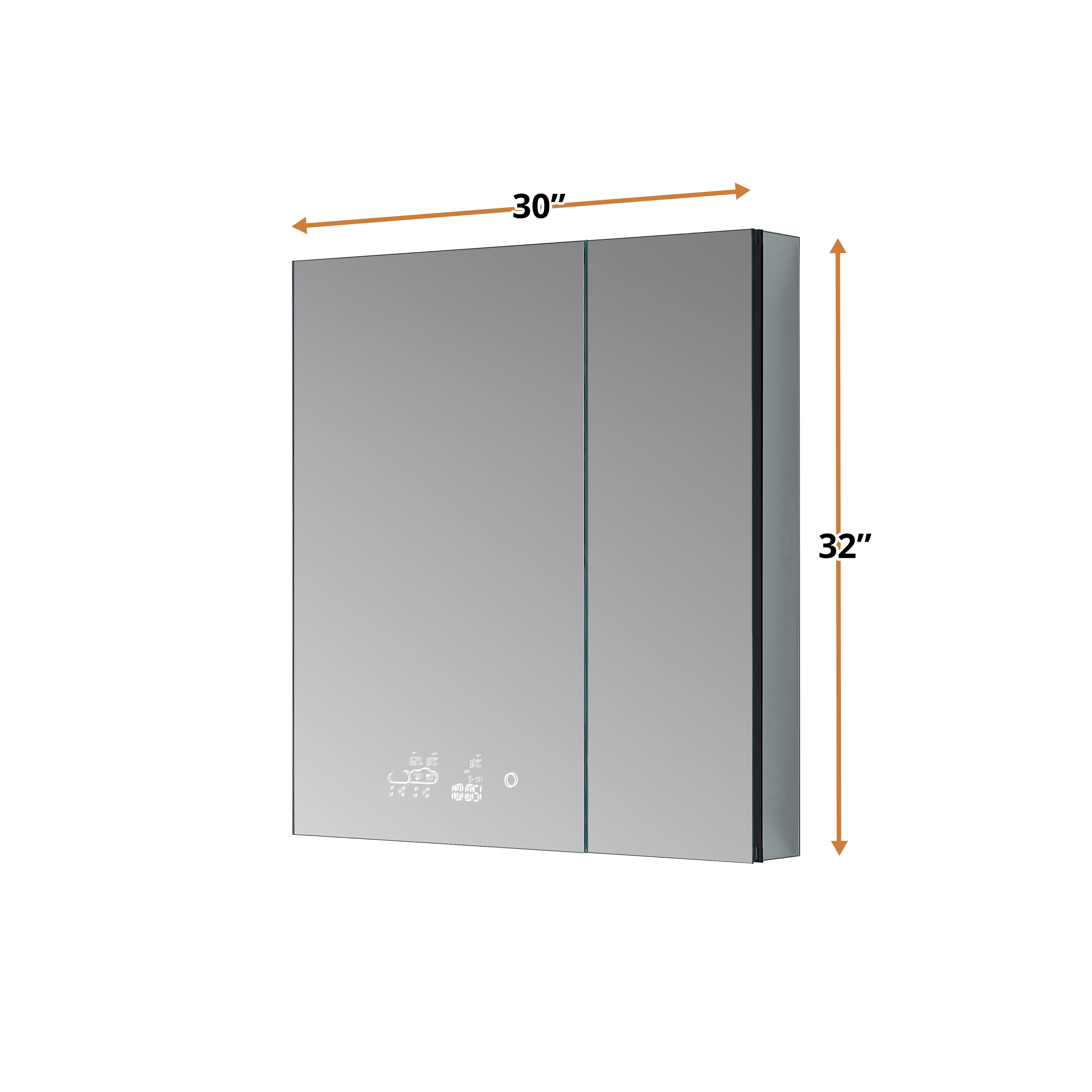 Savera 30 in. W x 32 in. H Recessed or Surface-Mount LED Mirror Medicine Cabinet with Defogger