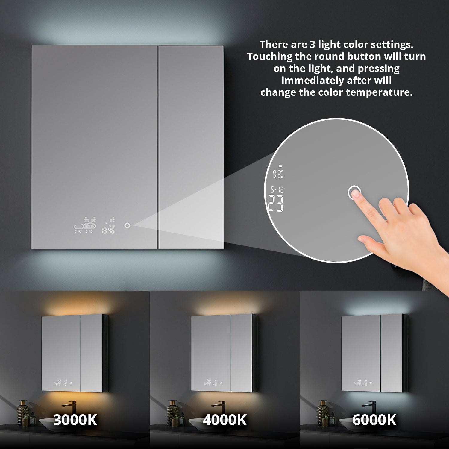 Savera 30 in. W x 32 in. H Recessed or Surface-Mount LED Mirror Medicine Cabinet with Defogger