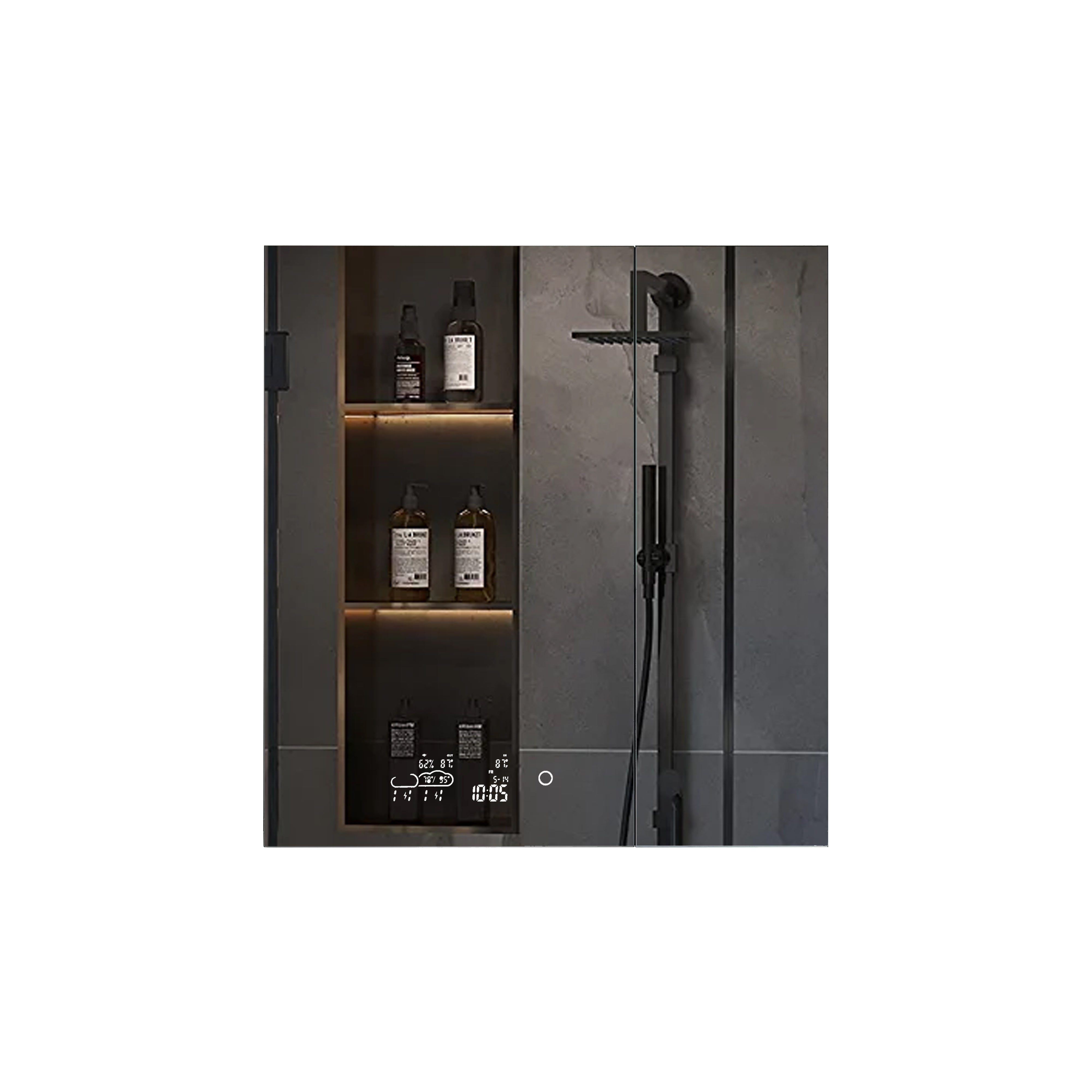 Savera 30 in. W x 32 in. H Recessed or Surface-Mount LED Mirror Medicine Cabinet with Defogger