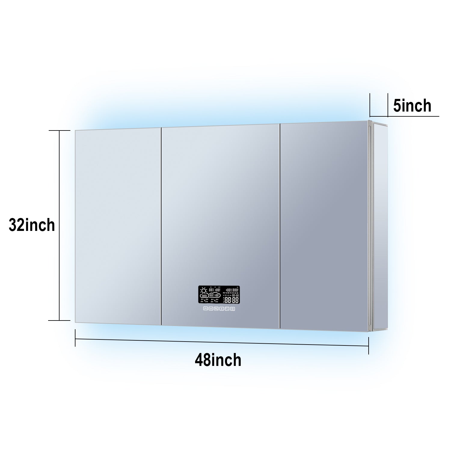 Savera 48 in. W x 32 in. H Recessed or Surface-Mount LED Mirror Medicine Cabinet with Defogger