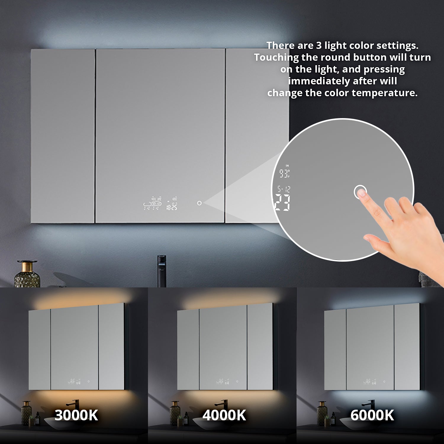 Savera 48 in. W x 32 in. H Recessed or Surface-Mount LED Mirror Medicine Cabinet with Defogger