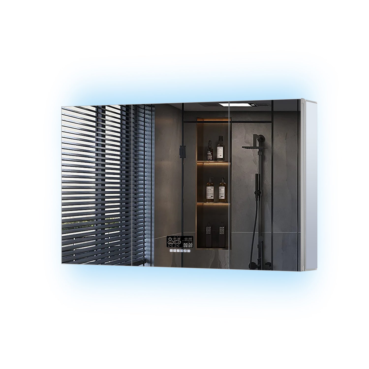 Savera 48 in. W x 32 in. H Recessed or Surface-Mount LED Mirror Medicine Cabinet with Defogger