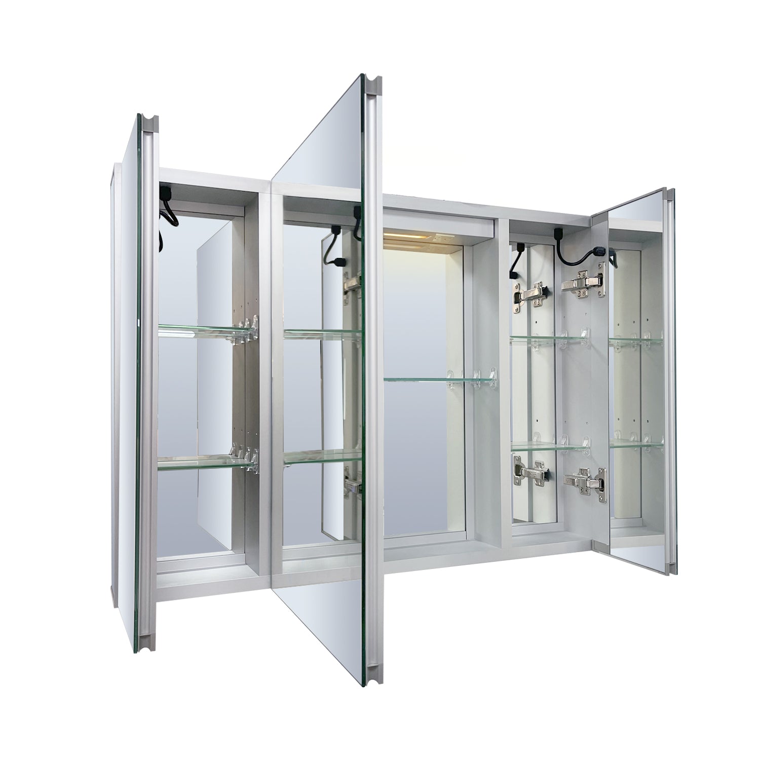 Savera 48 in. W x 32 in. H Recessed or Surface-Mount LED Mirror Medicine Cabinet with Defogger