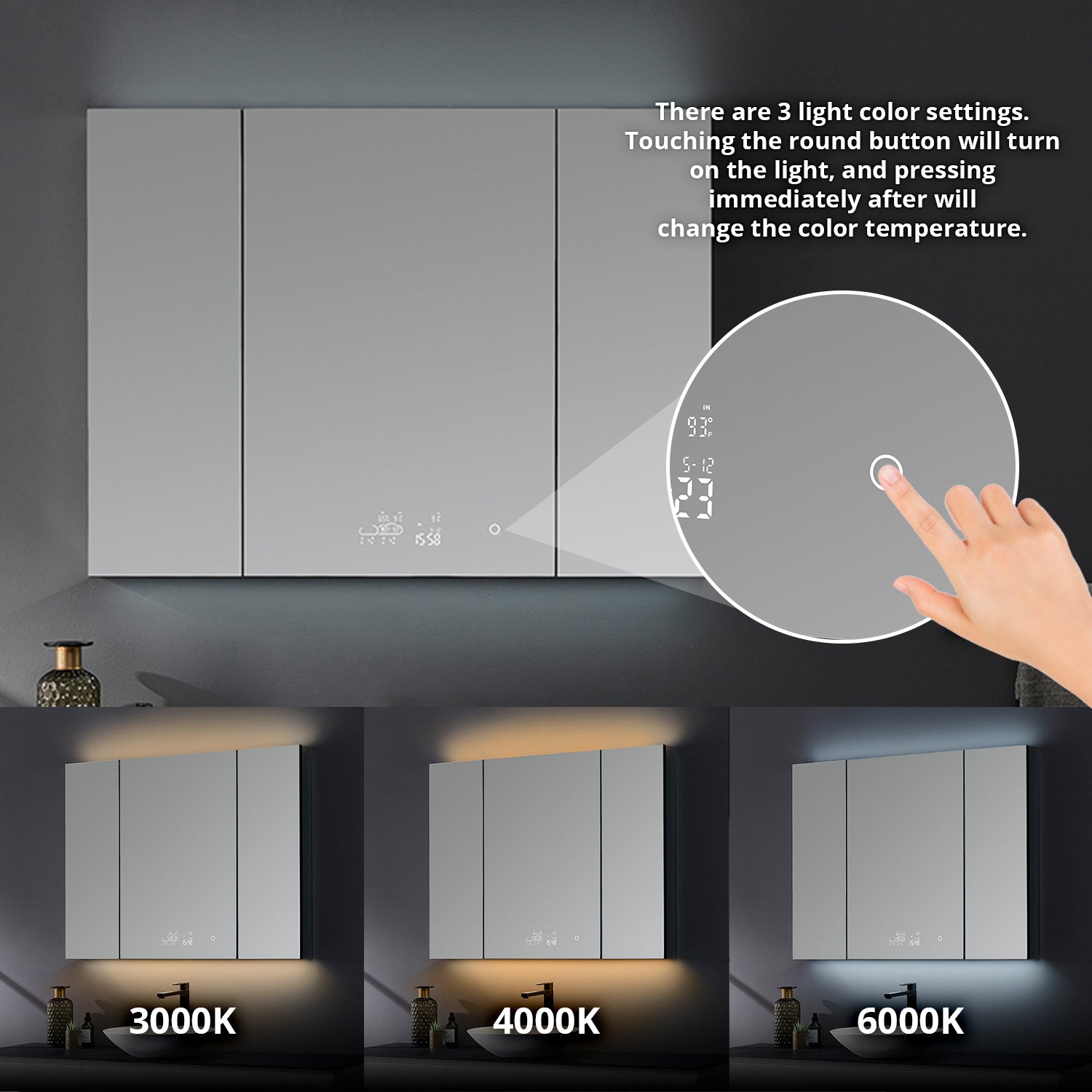 Savera 48 in. W x 36 in. H Recessed or Surface-Mount LED Mirror Medicine Cabinet with Defogger