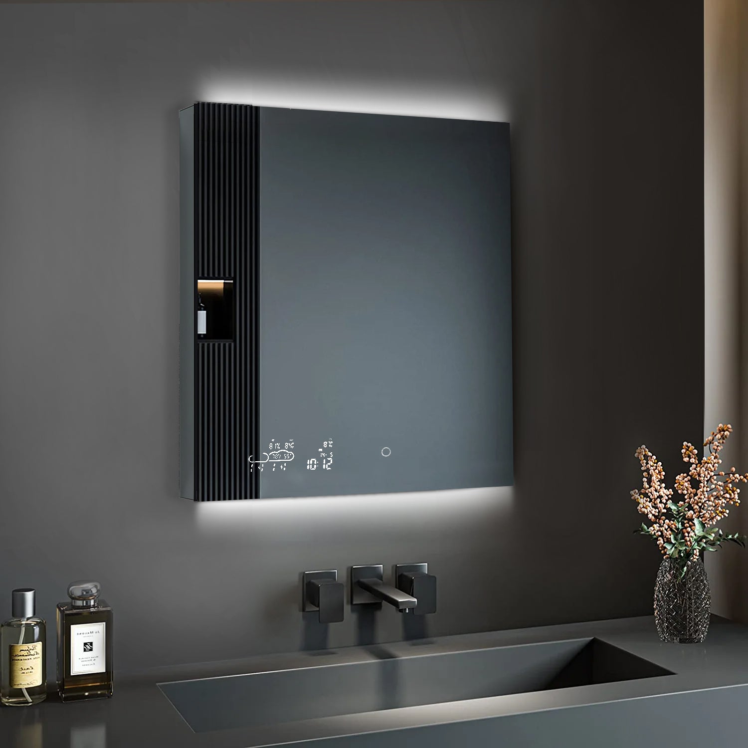 Savera 48 in. W x 36 in. H Recessed or Surface-Mount LED Mirror Medicine Cabinet with Defogger