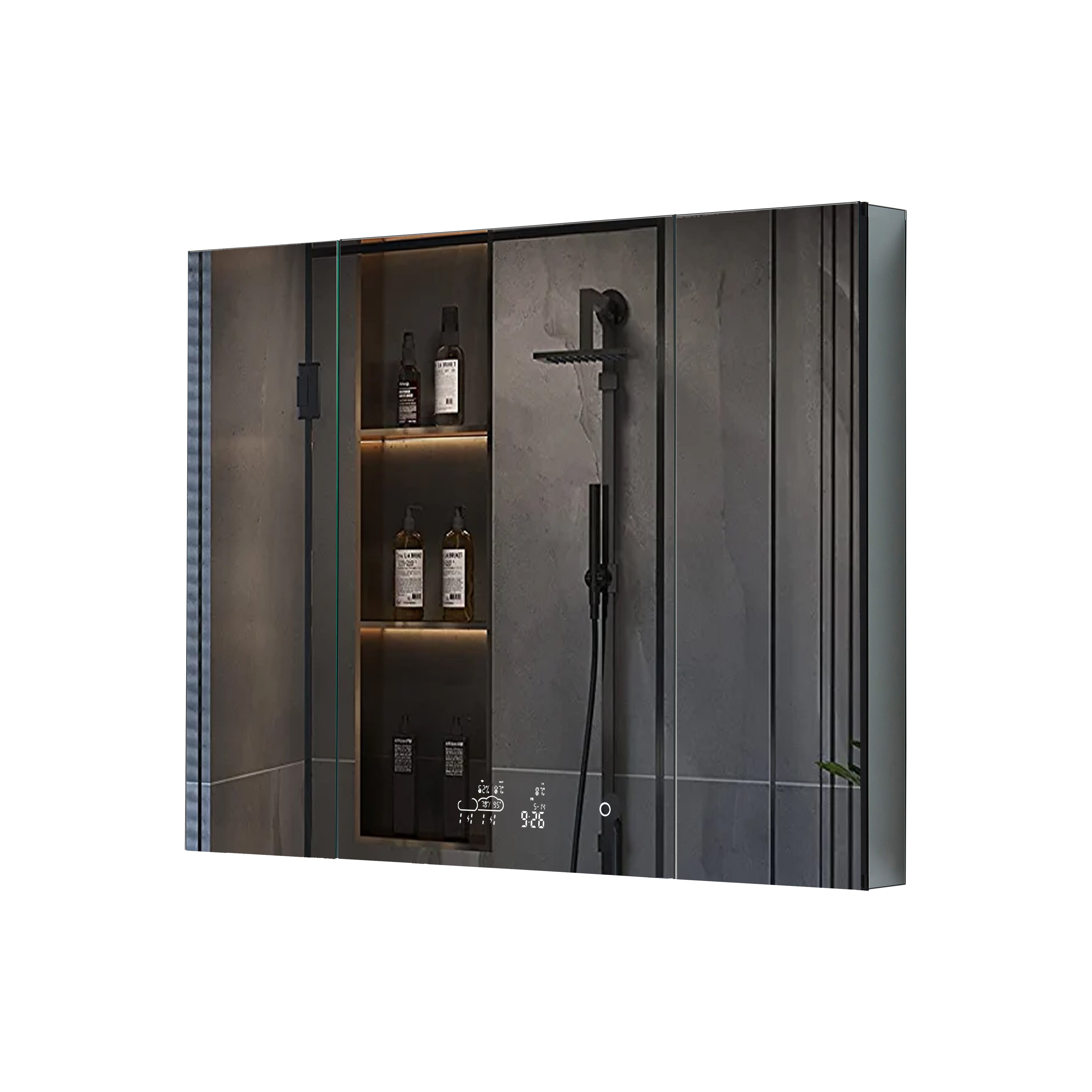 Savera 48 in. W x 36 in. H Recessed or Surface-Mount LED Mirror Medicine Cabinet with Defogger