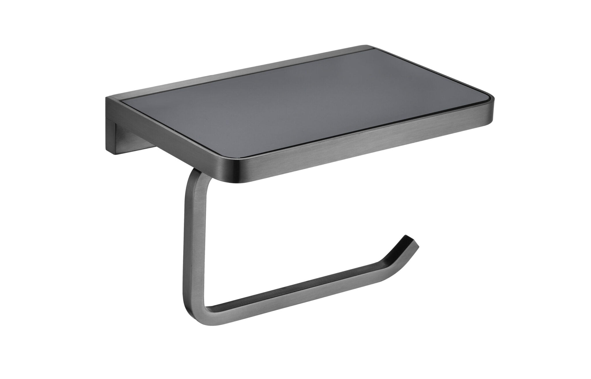 Bagno Bianca Stainless Steel Black Glass Shelf with Toilet Paper Holder
