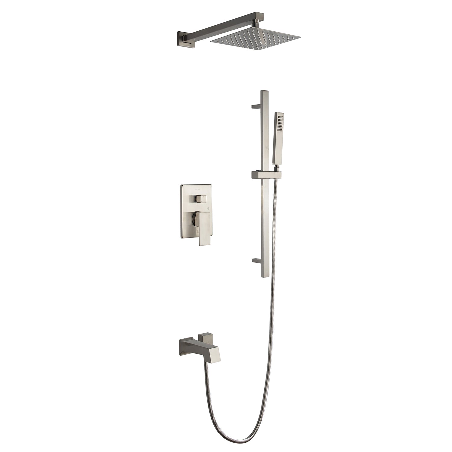 Cero 1-Spray Tub and Shower Faucet Combo with Square Showerhead and Handheld Shower Wand