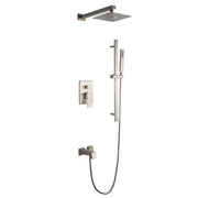Cero 1-Spray Tub and Shower Faucet Combo with Square Showerhead and Handheld Shower Wand