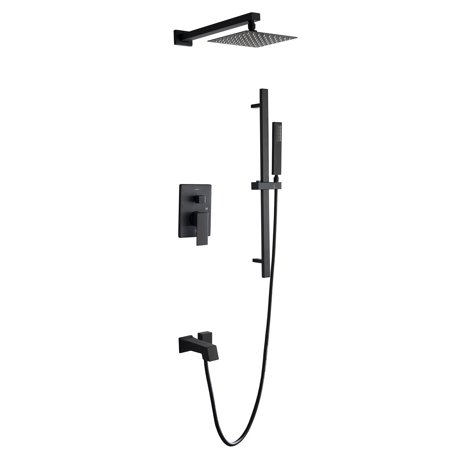 Cero 1-Spray Tub and Shower Faucet Combo with Square Showerhead and Handheld Shower Wand