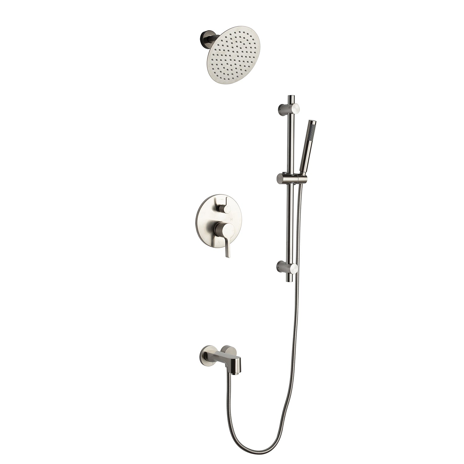 Luviah 1-Spray Tub and Shower Faucet Combo with Round Showerhead and Handheld Shower Wand