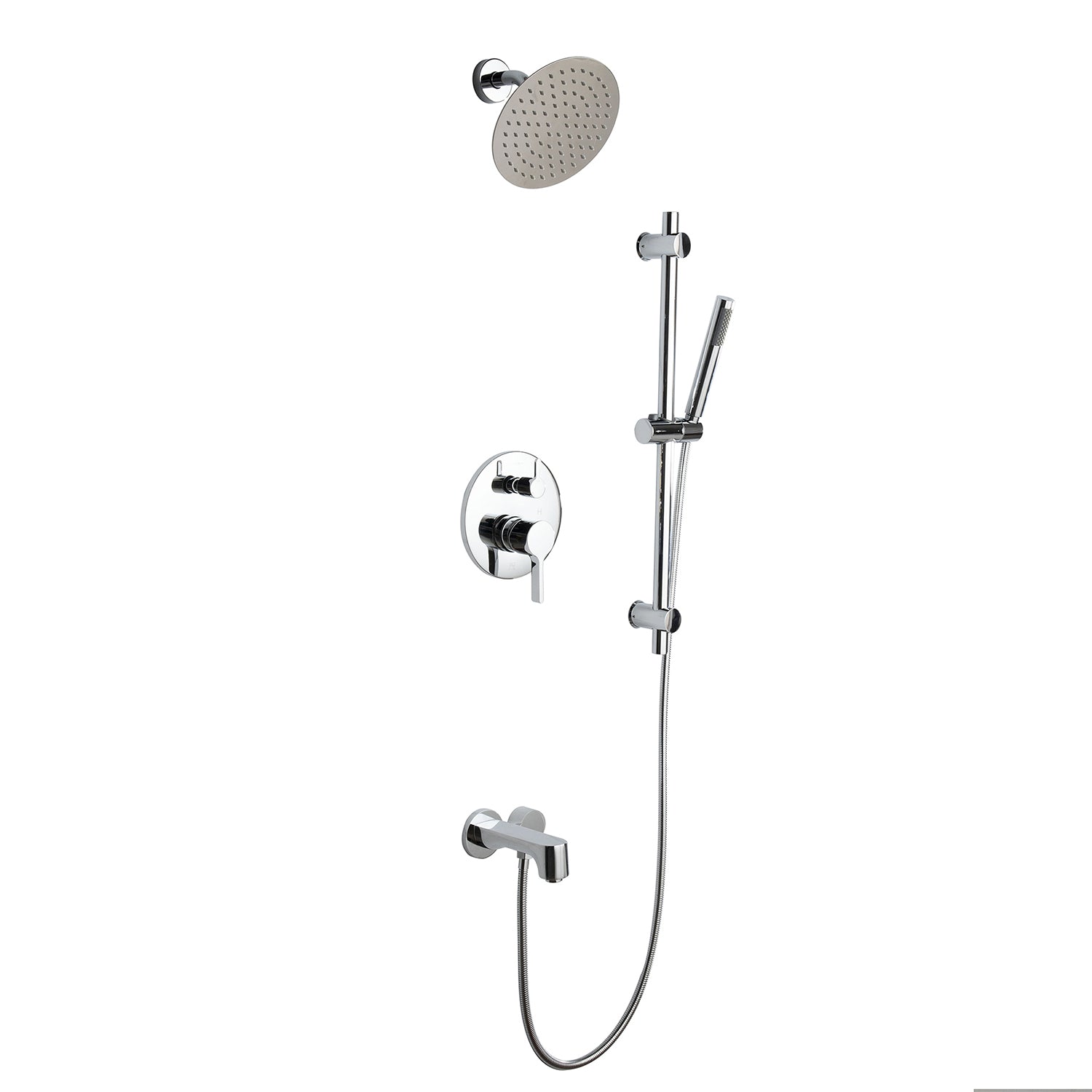 Luviah 1-Spray Tub and Shower Faucet Combo with Round Showerhead and Handheld Shower Wand