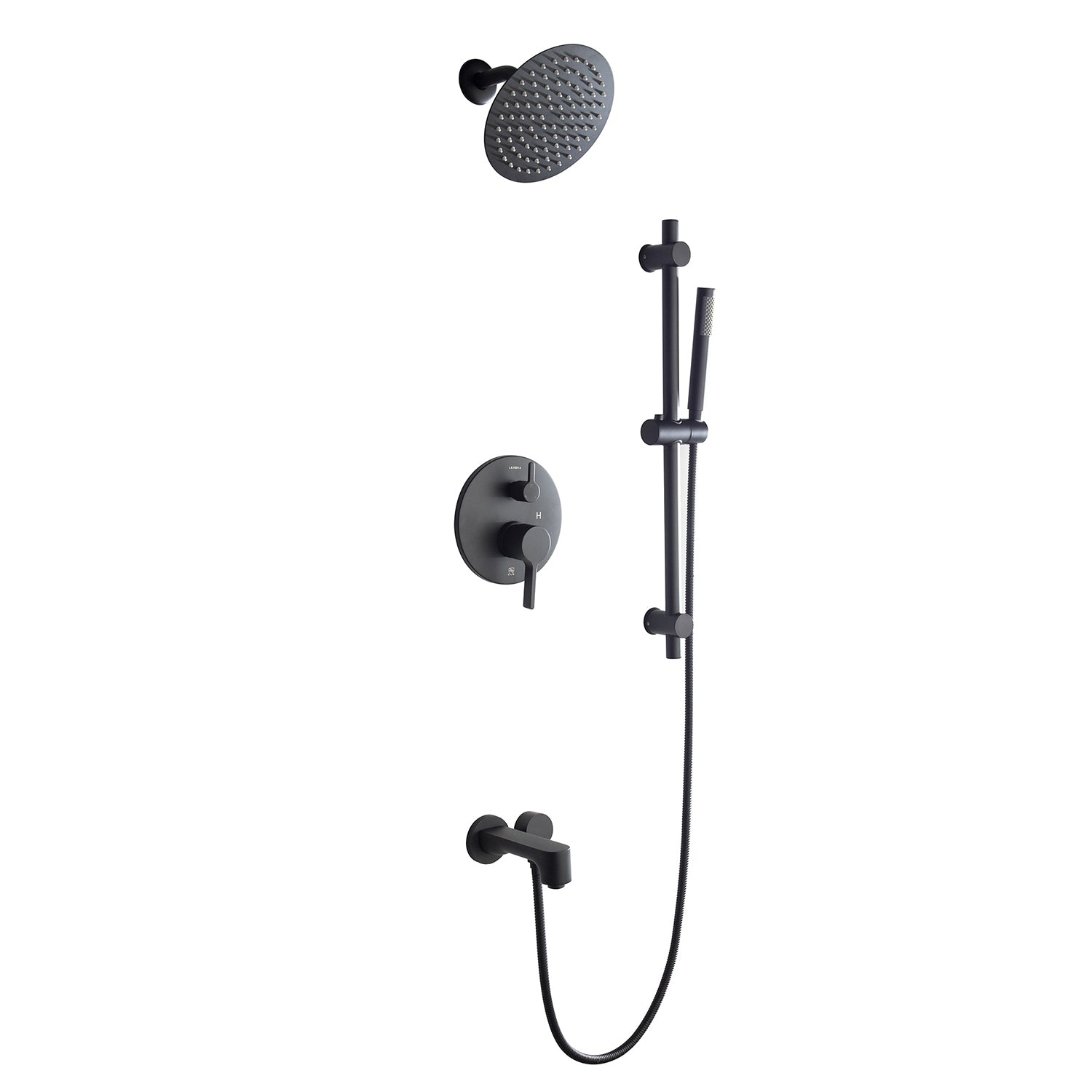 Luviah 1-Spray Tub and Shower Faucet Combo with Round Showerhead and Handheld Shower Wand