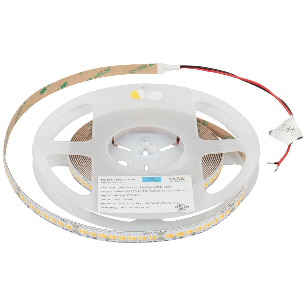Hardware Resources 16 Ft, 400 Lumens/Ft. 24-volt High Output LED Tape Light, Tunable-White, 2700K-5000K