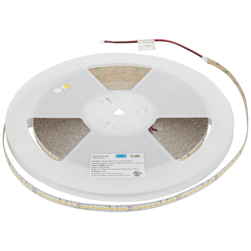Hardware Resources 100 Ft, 600 Lumens/Ft. 24-volt Higher Output LED Tape Light, Tunable-White, 2700K-5000K