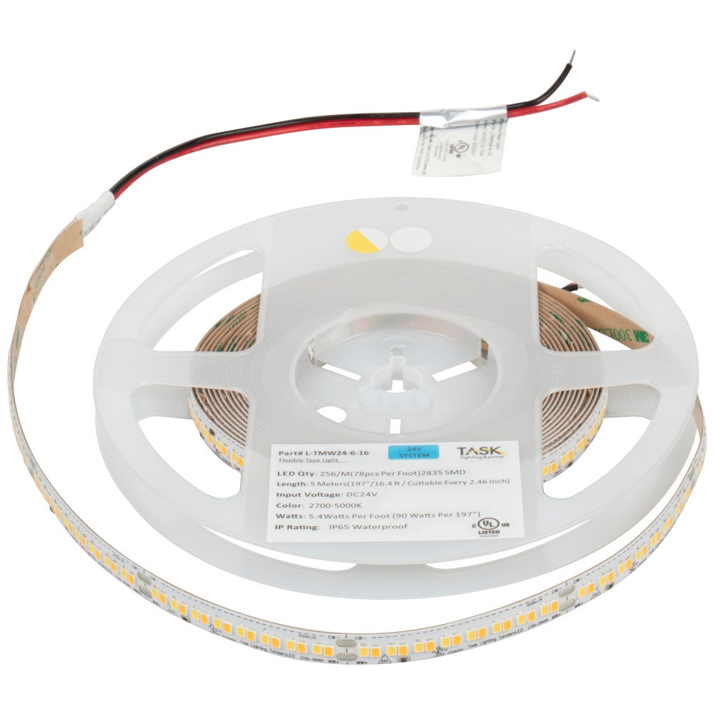 Hardware Resources 16 Ft, 600 Lumens/Ft. 24-volt Higher Output LED Tape Light, Tunable-White, 2700K-5000K