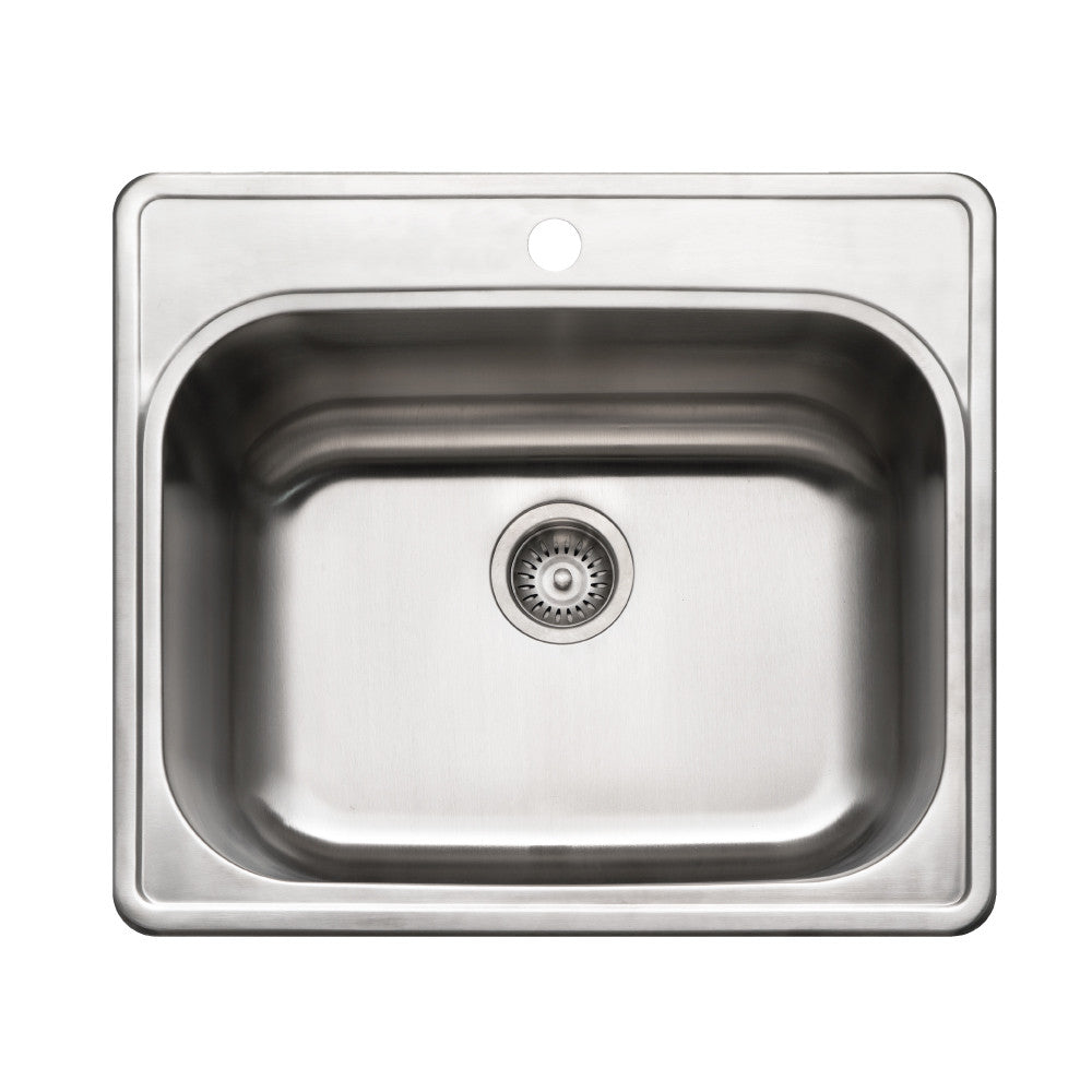 Houzer Laundry 25 inch Stainless Steel Drop-in Topmount 1-hole Single Bowl Sink 12 inch Deep Laundry Sink - LTS-2522-1