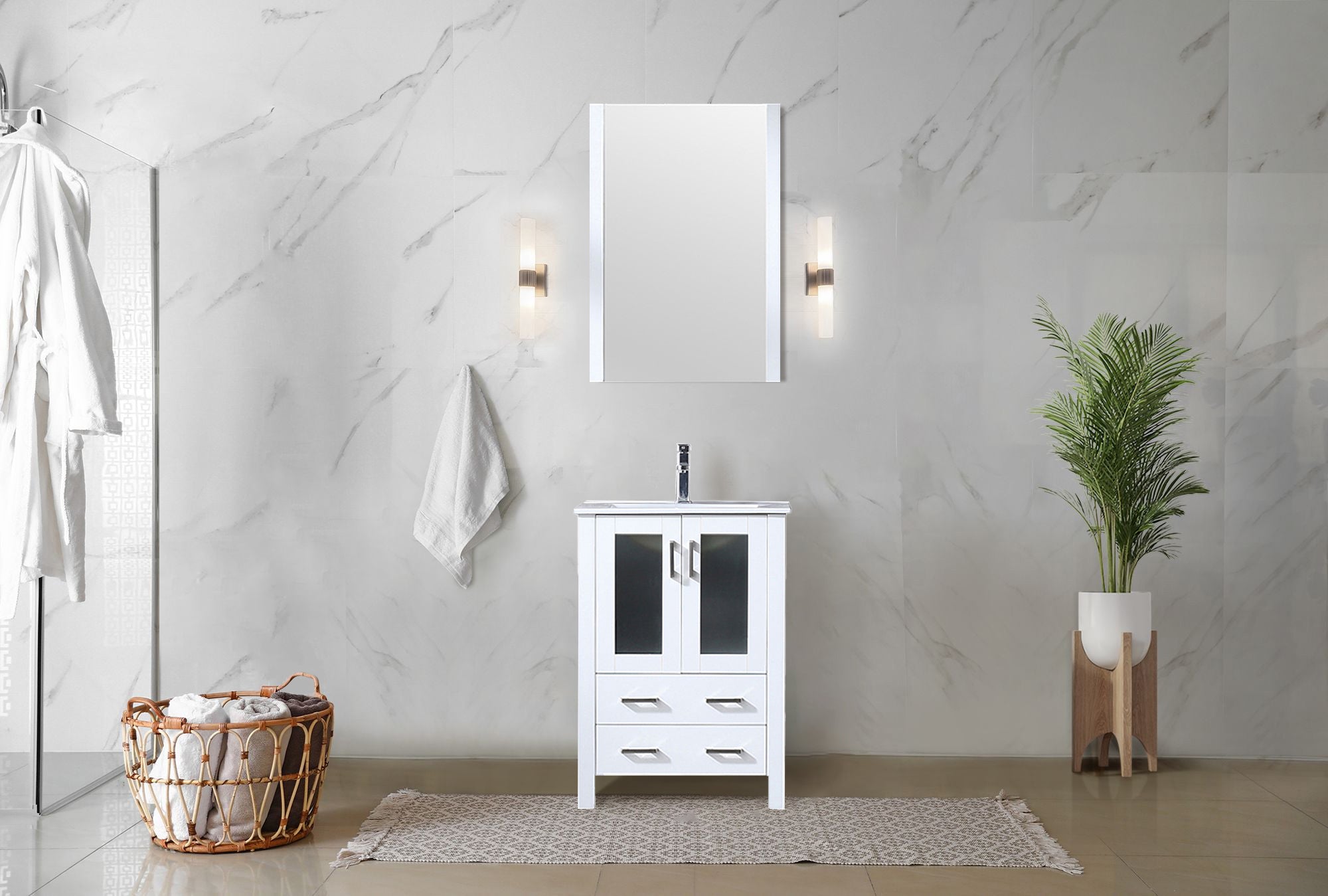 Volez 24 in W x 18.25 in D White Bath Vanity