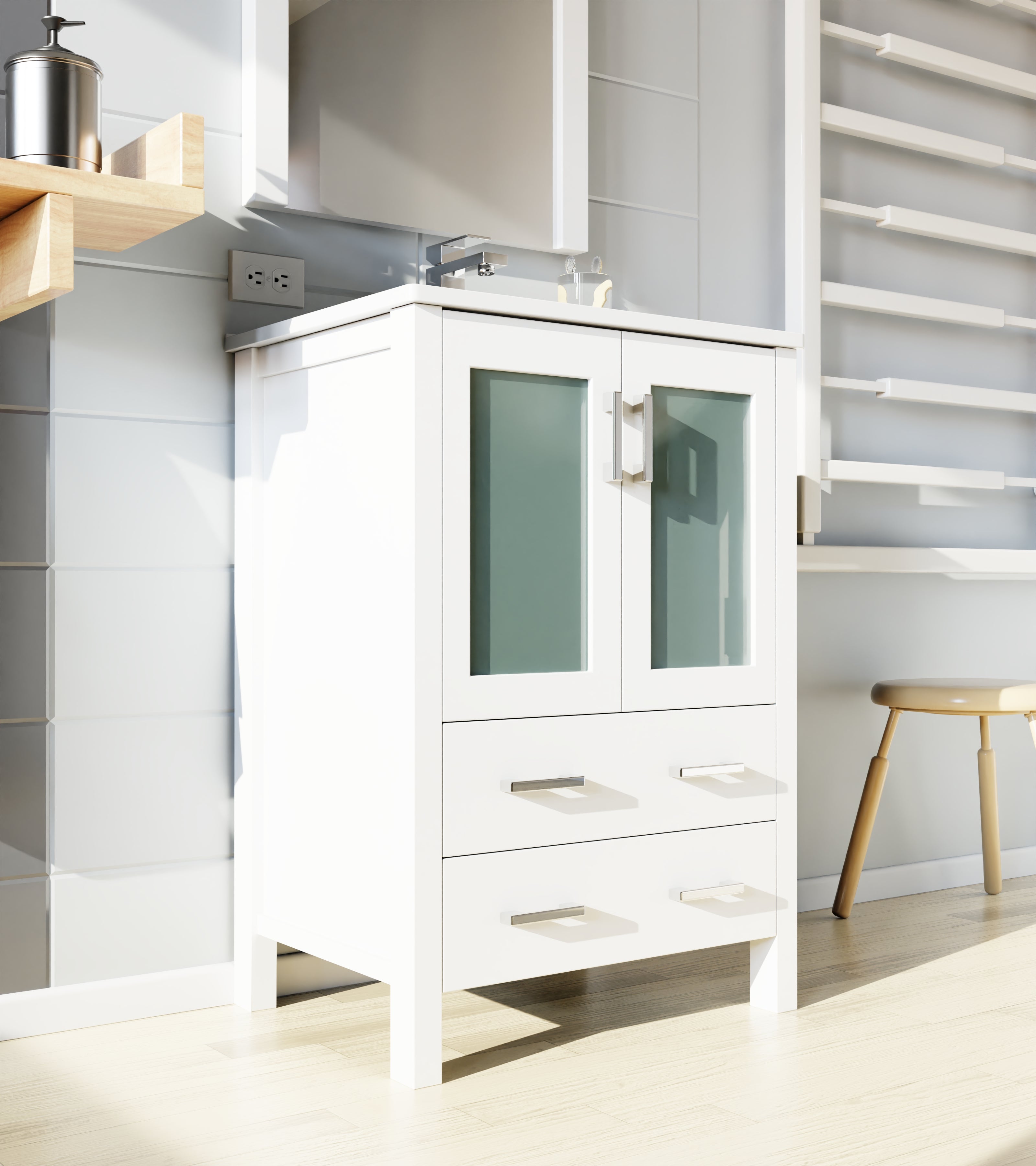 Volez 24 in W x 18.25 in D White Bath Vanity