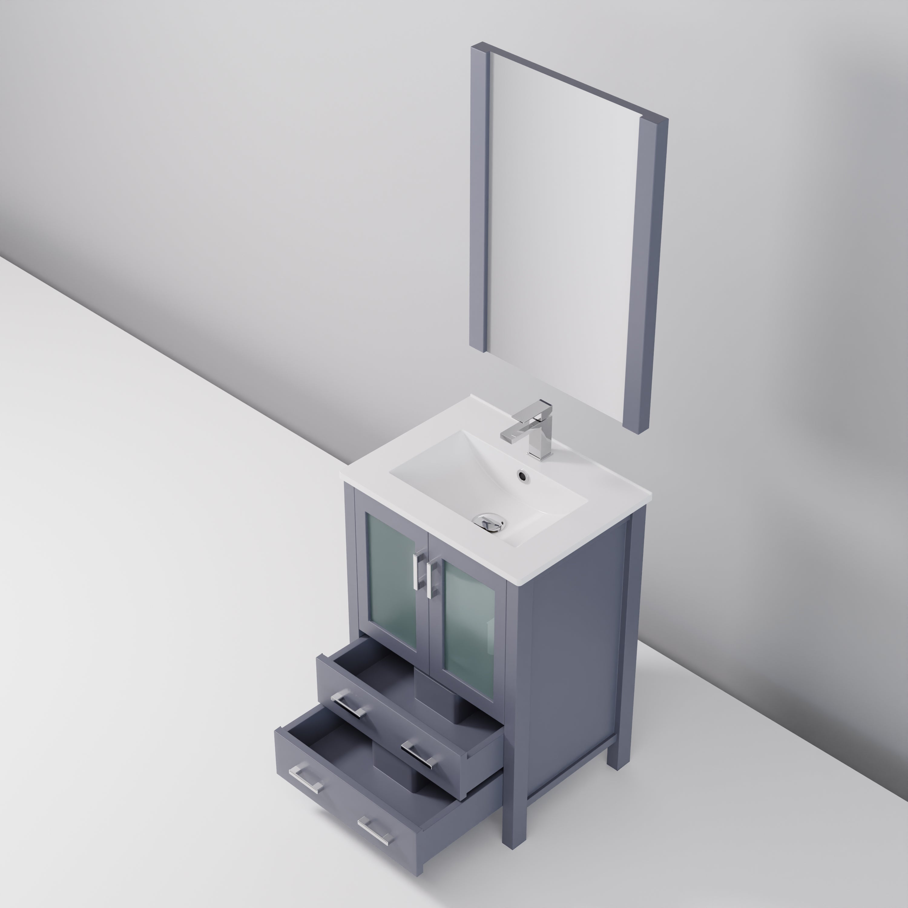 Volez 24 in W x 18.25 in D Dark Grey Bath Vanity