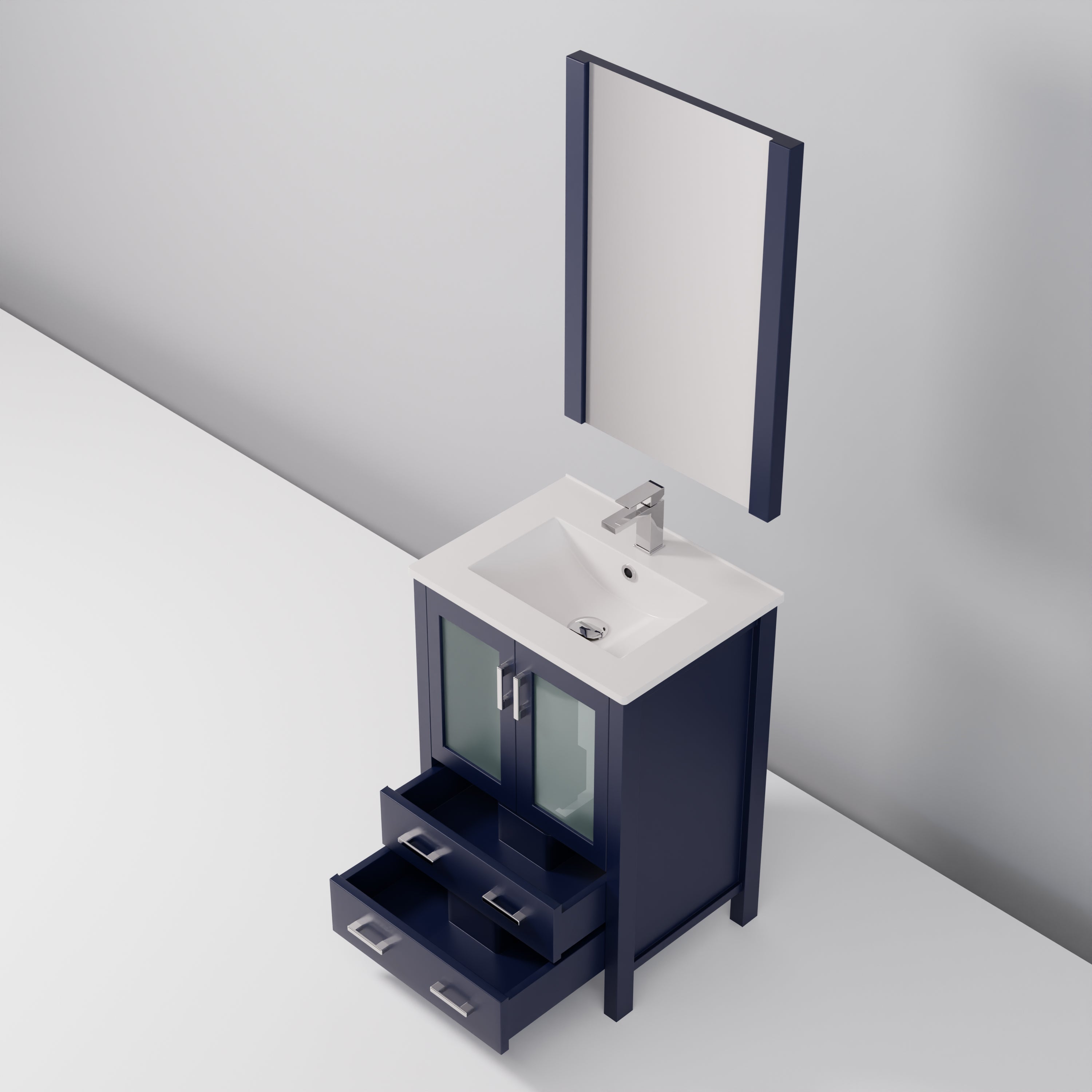 Volez 24 in W x 18.25 in D Navy Blue Bath Vanity