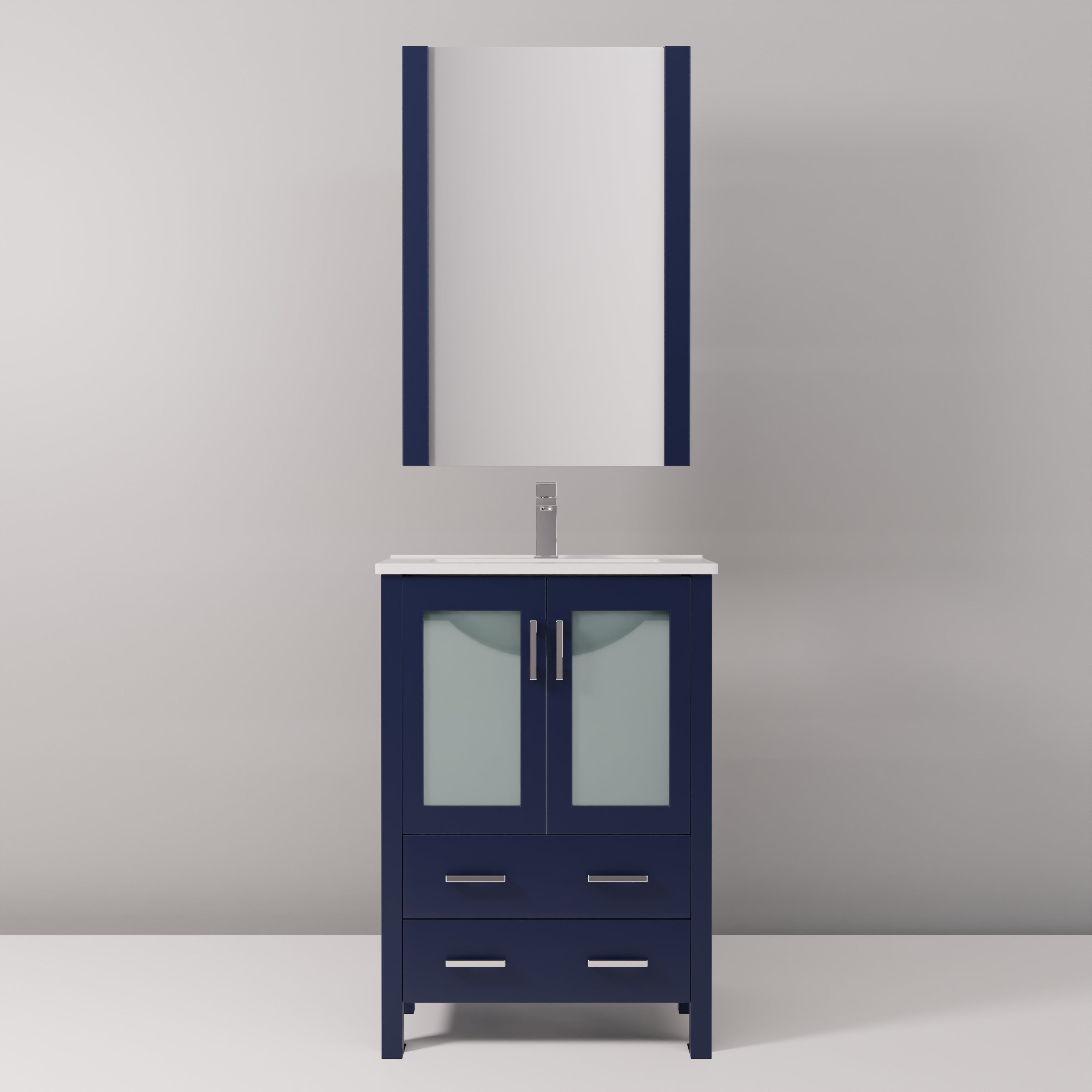 Volez 24 in W x 18.25 in D Navy Blue Bath Vanity