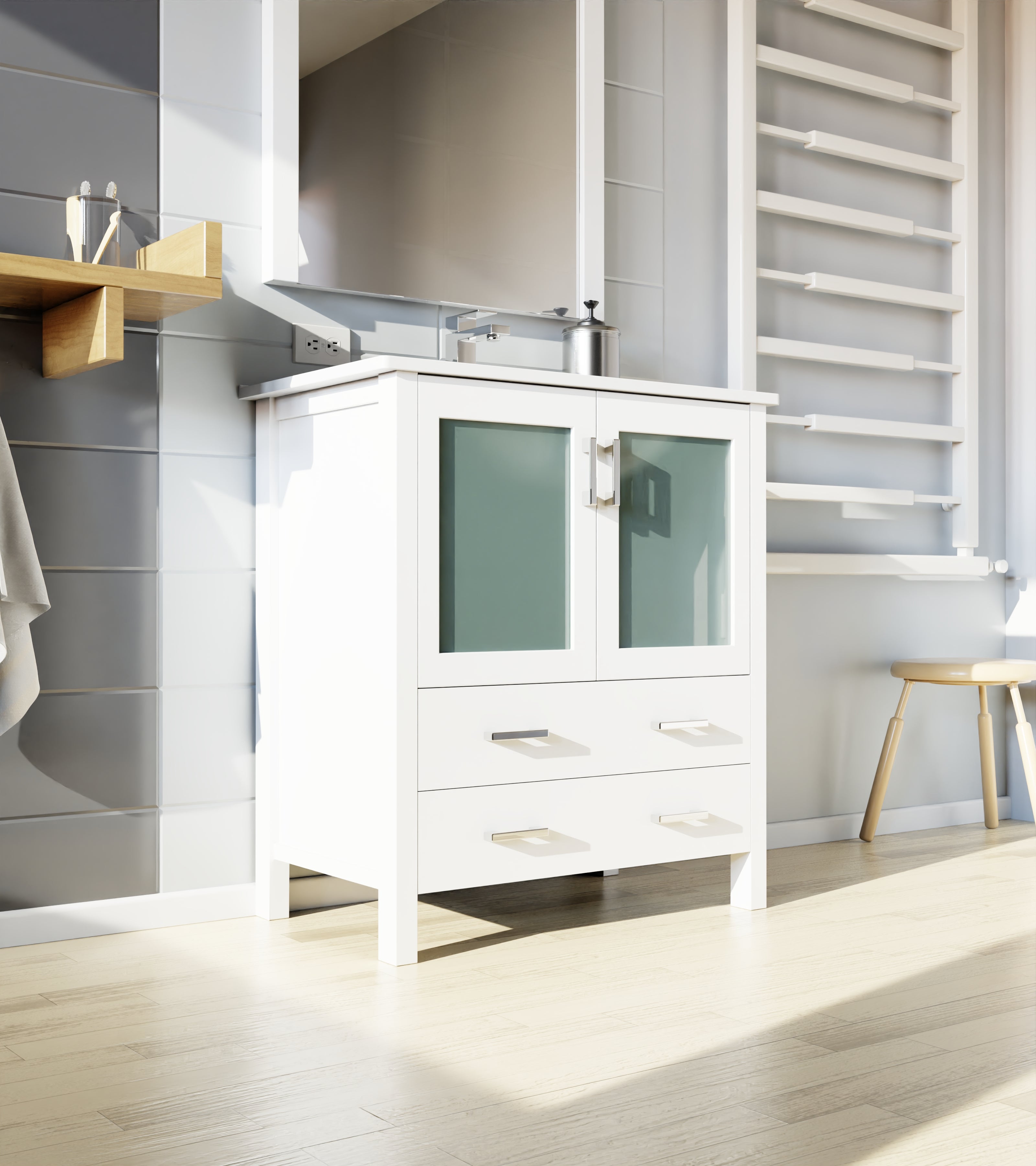 Volez 30 in W x 18.25 in D White Bath Vanity