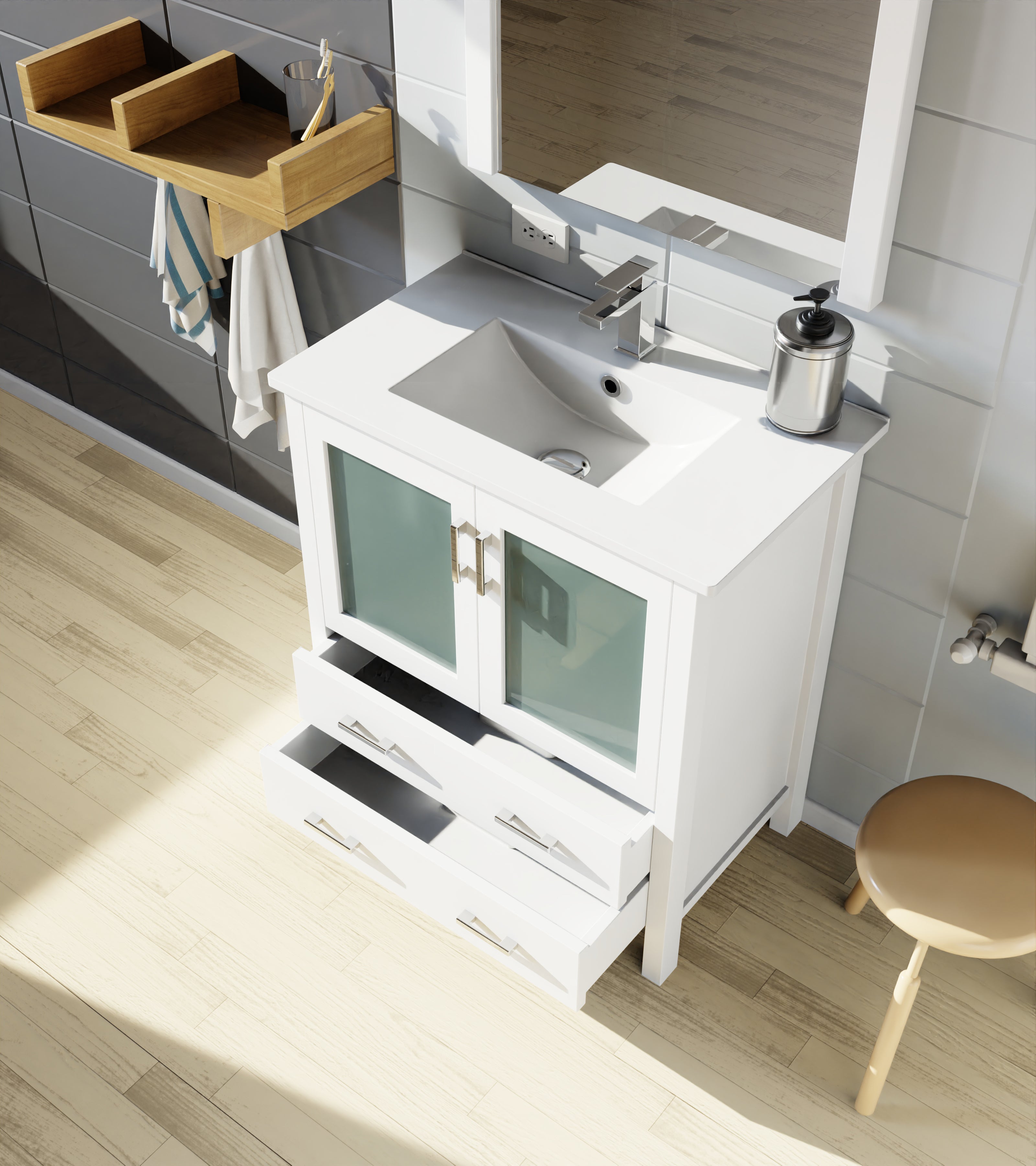 Volez 30 in W x 18.25 in D White Bath Vanity