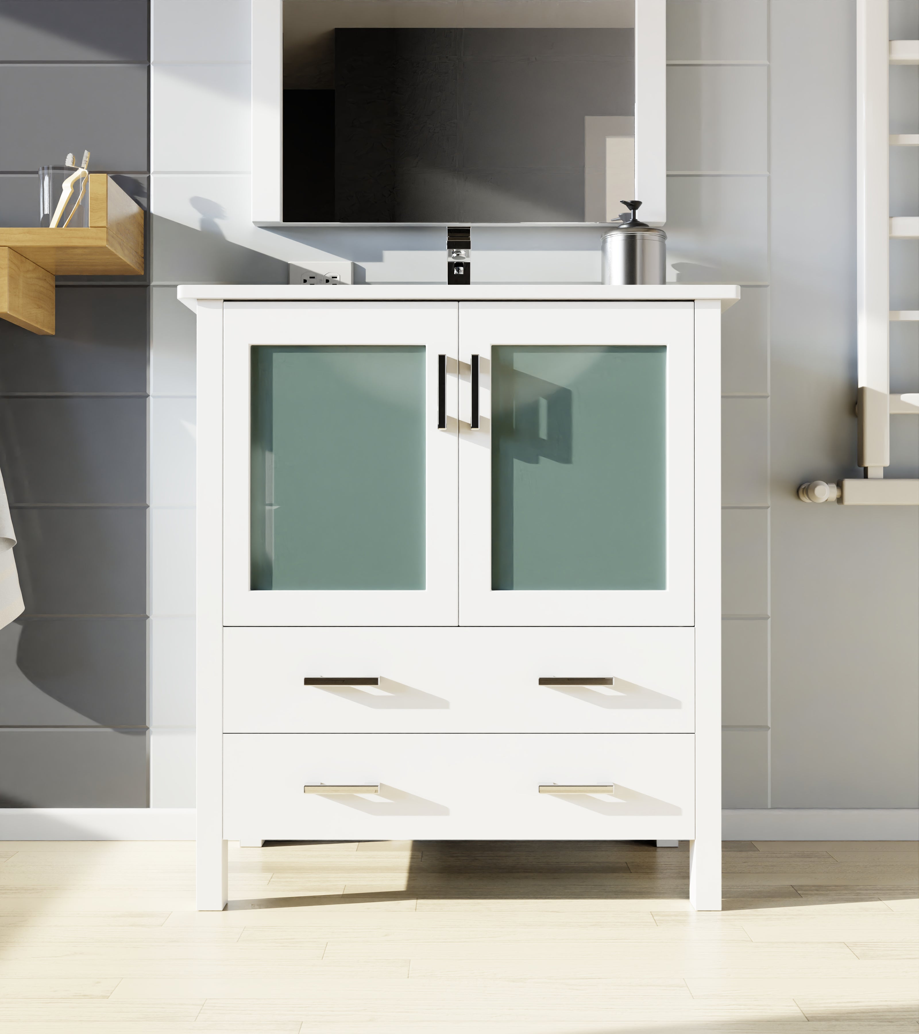 Volez 30 in W x 18.25 in D White Bath Vanity