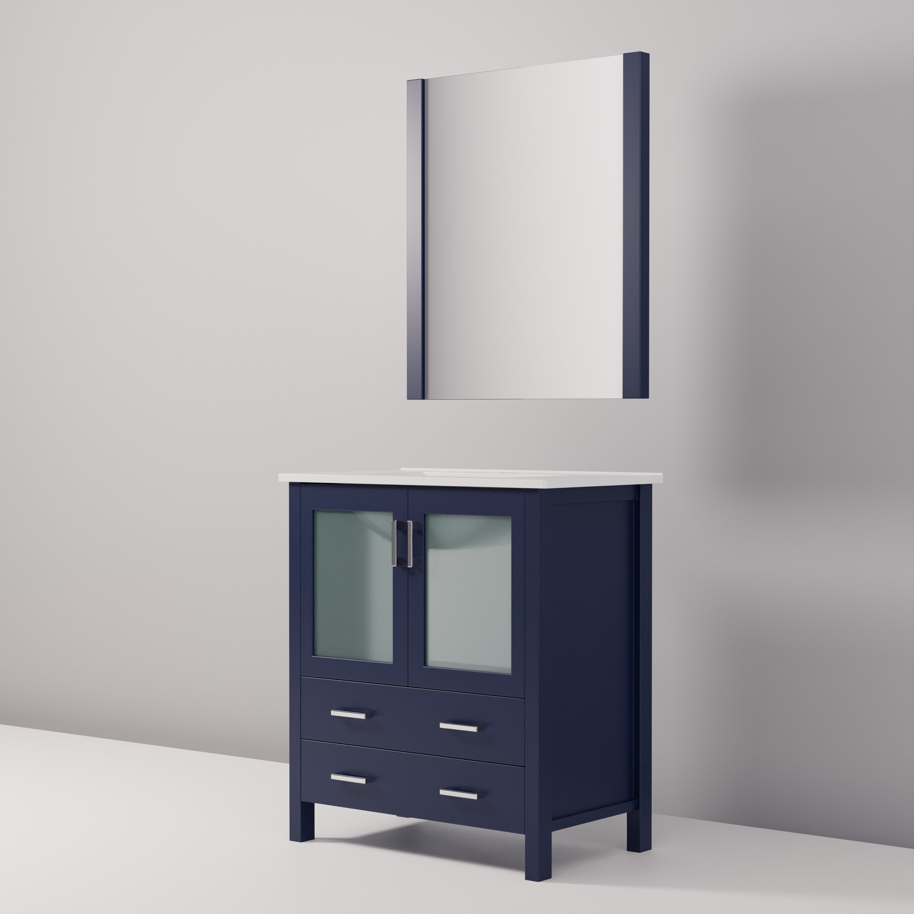 Volez 30 in W x 18.25 in D Navy Blue Bath Vanity